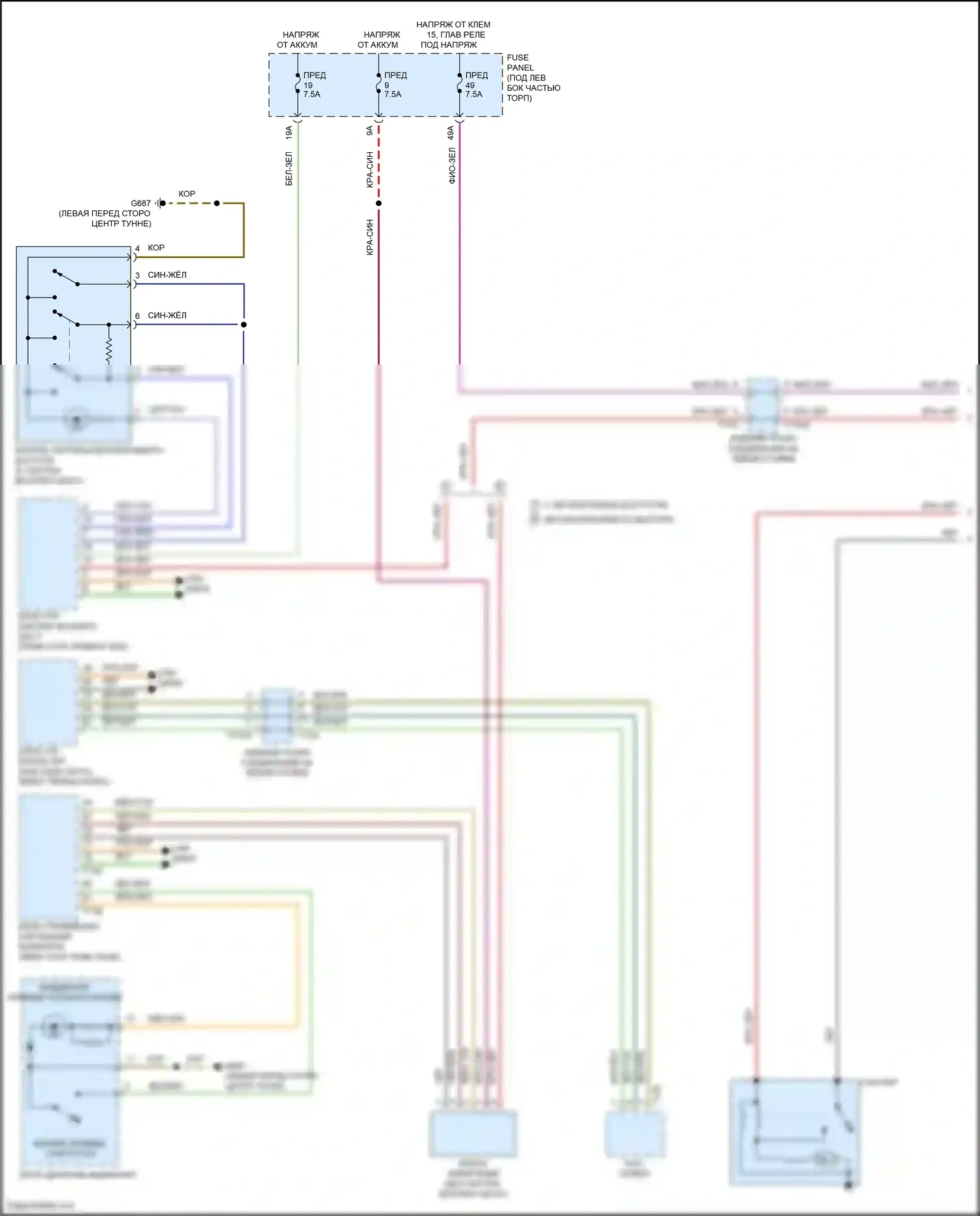 Q3 Audi II (2018-2024): Электросхема стартера (1 из 2) 