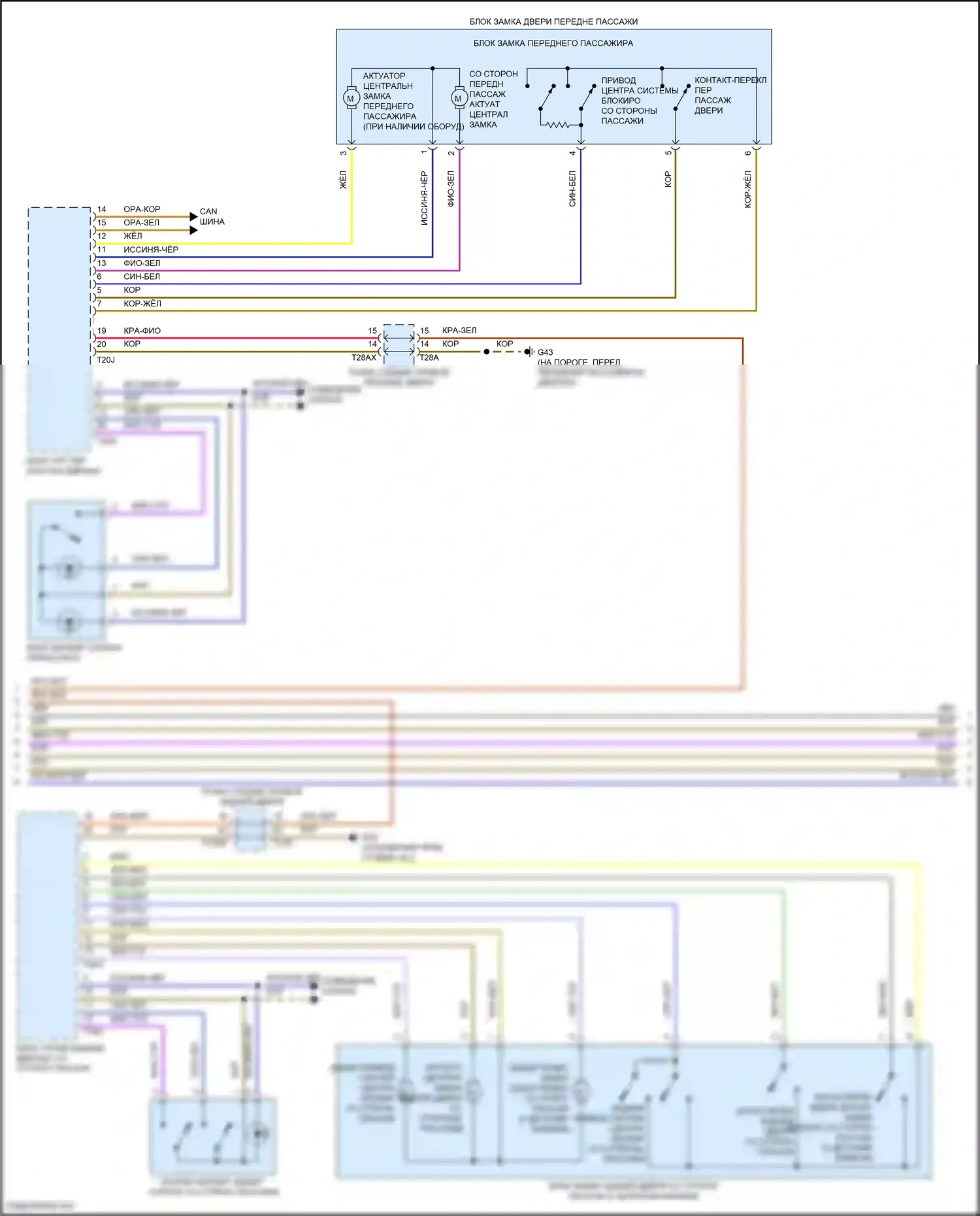 Q3 Audi II (2018-2024): Электросхема центрального замка (2 из 4) 