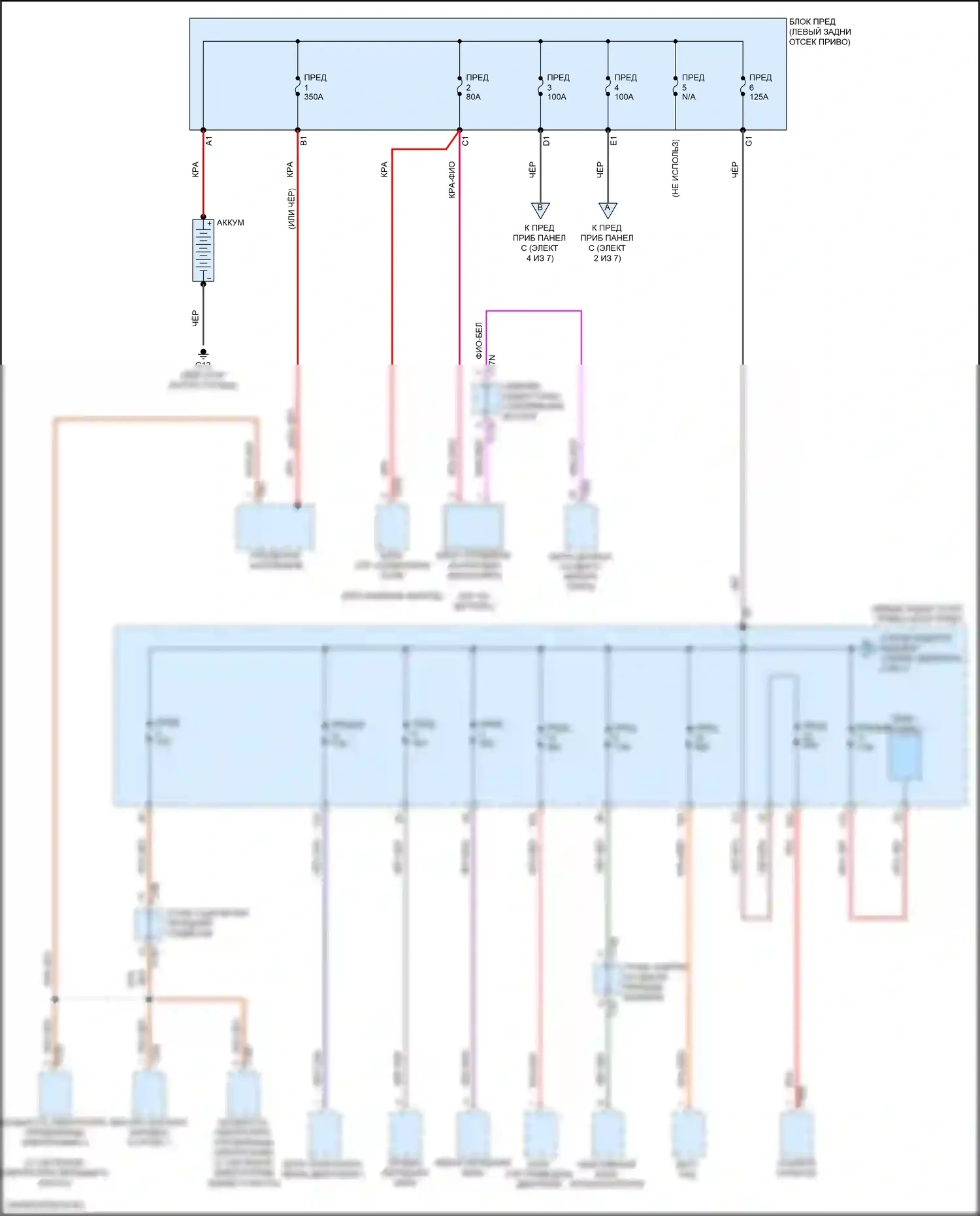 Q4 e-tron Audi I (2021-2024): Электросхема блока предохранителей реле (1 из 7) 