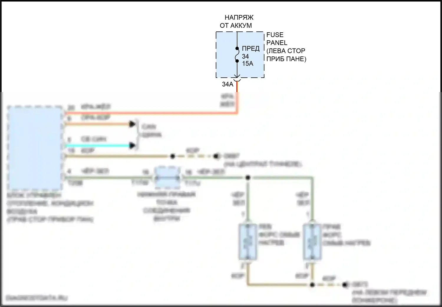 Q4 e-tron Audi I (2021-2024): Электросхема подогрева форсунки 
