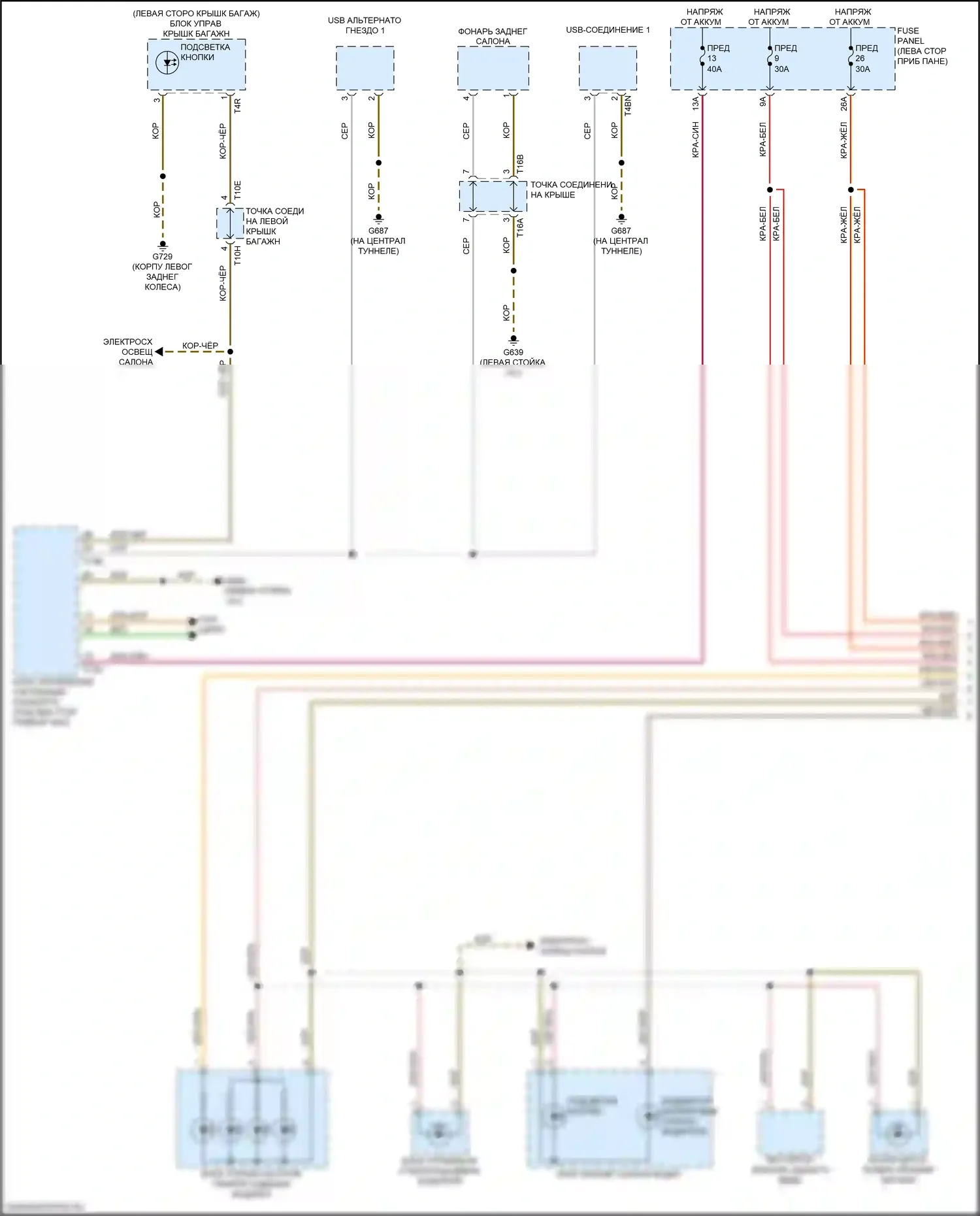 Q4 e-tron Audi I (2021-2024): Электросхема подсветки приборной панели (1 из 3) 