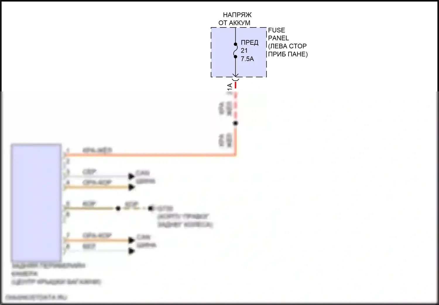 Q4 e-tron Audi I (2021-2024): Электросхема задней периферийной камеры 