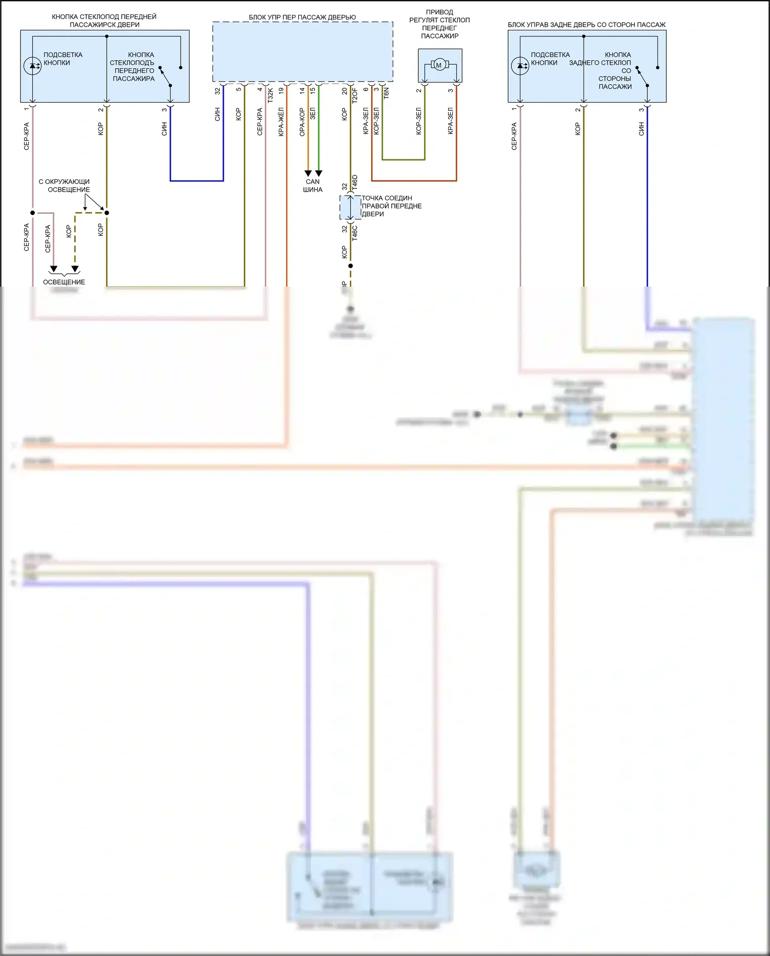 Q4 e-tron Audi I (2021-2024): Электросхема стеклоподъемников (2 из 2) 