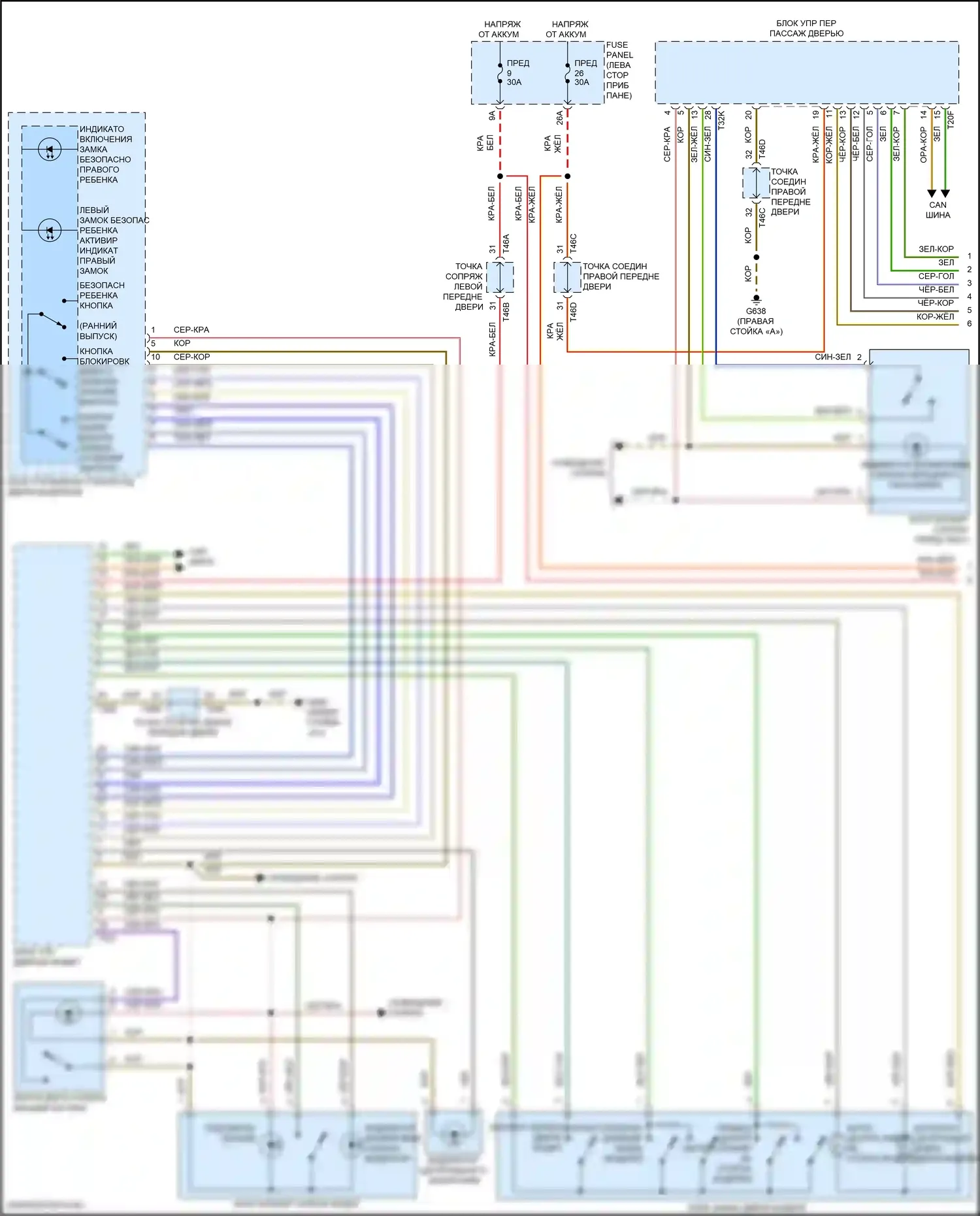 Q4 e-tron Audi I (2021-2024): Электросхема центрального замка (1 из 3) 