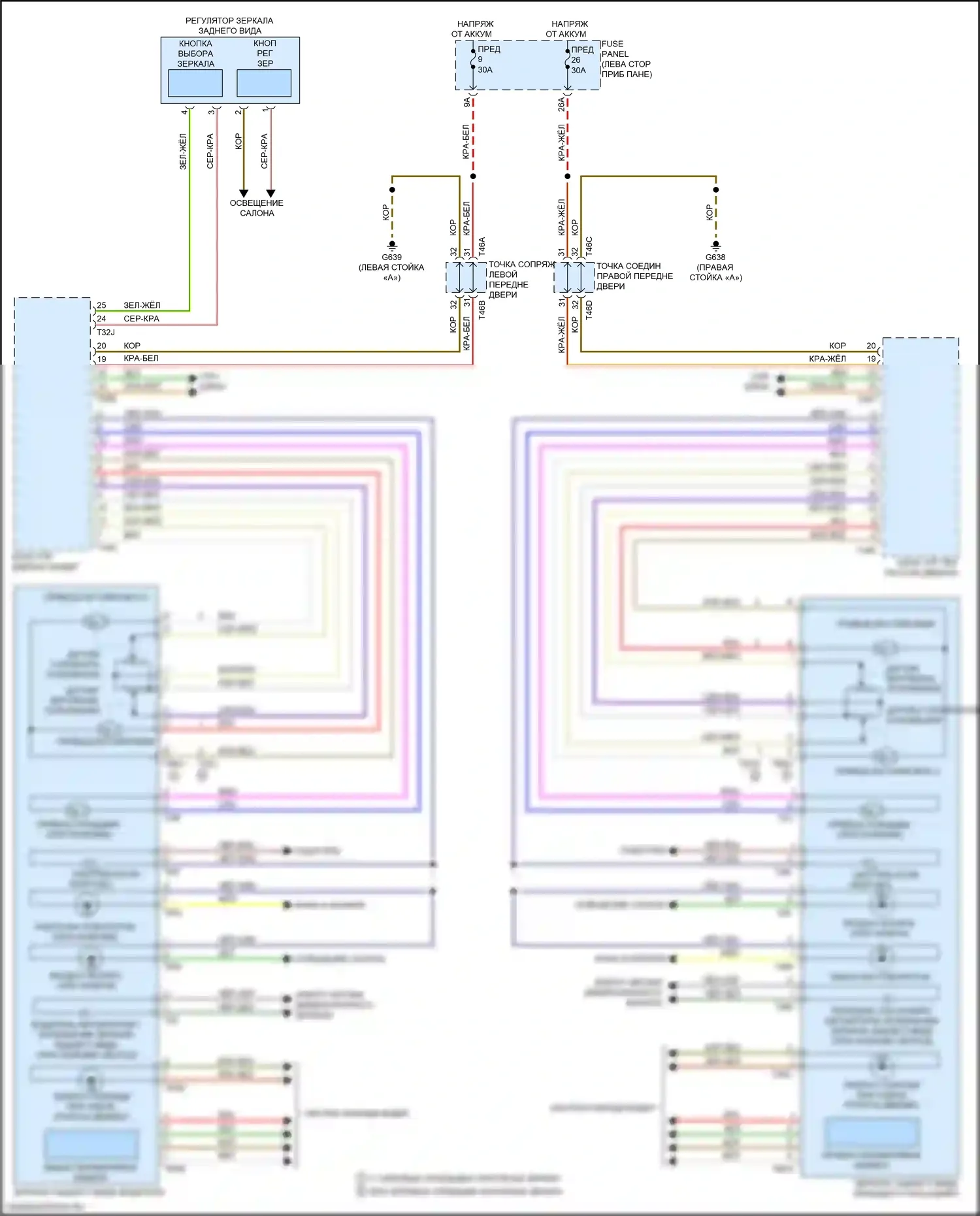 Q4 e-tron Audi I (2021-2024): Электросхема управления зеркалами заднего вида 