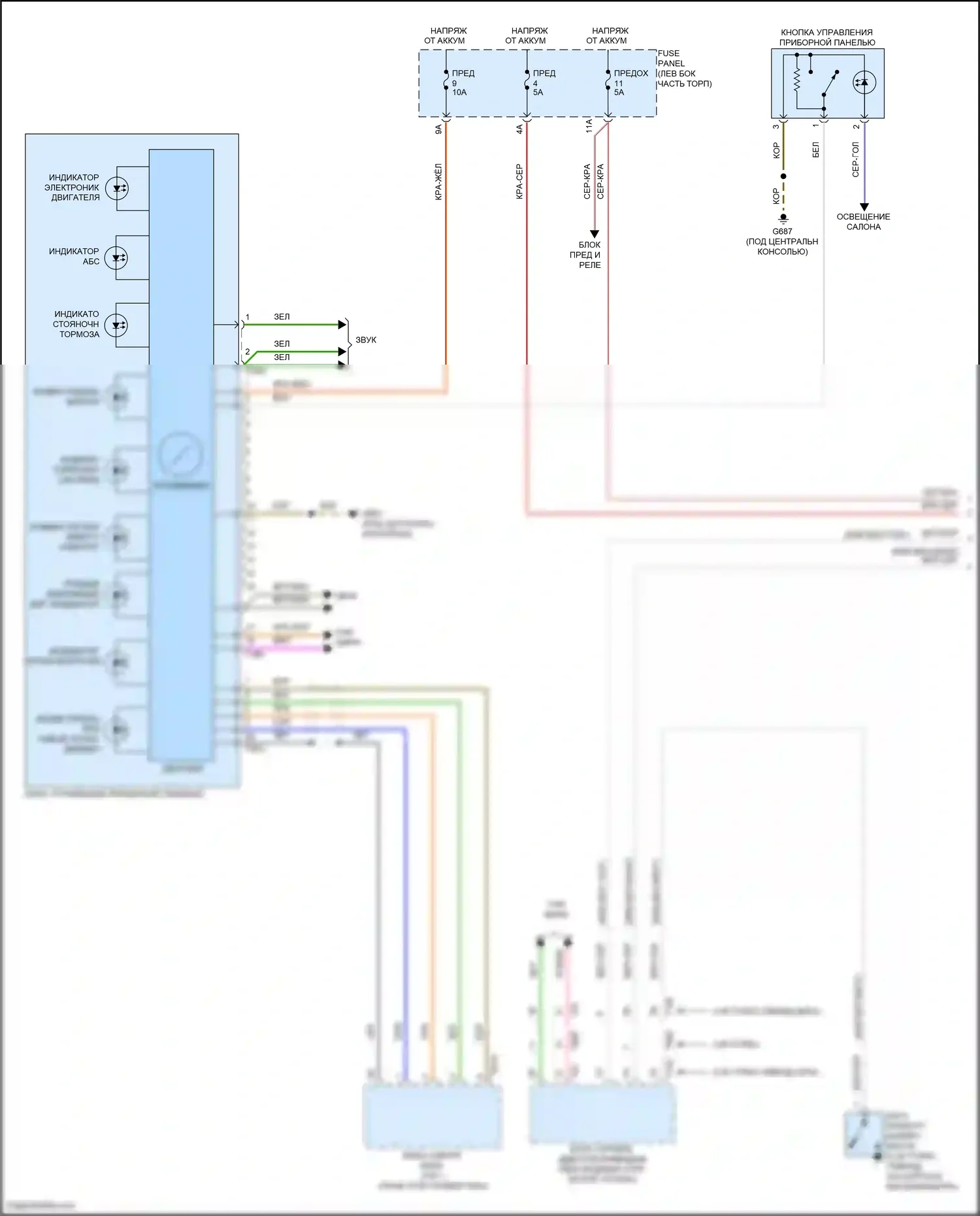 Q5 e-tron Audi I (2022-2024): Электросхема приборной панели, с активным информационным дисплеем fpk (1 из 2) 
