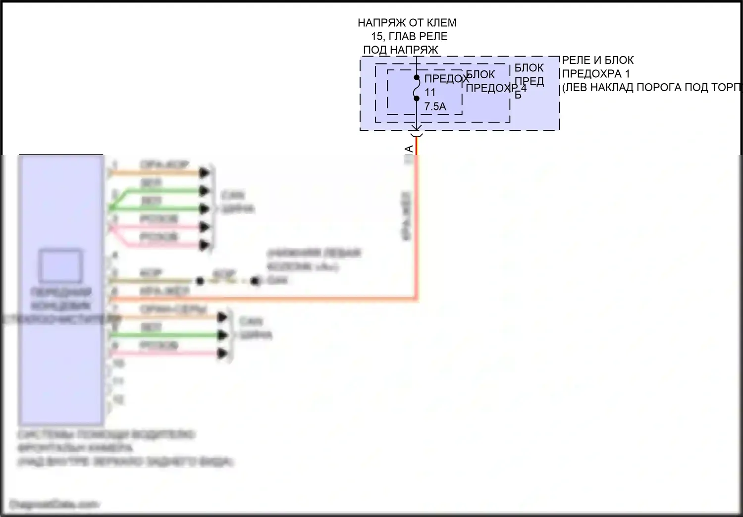 Q5 e-tron Audi I (2022-2024): Электросхема сигнализации о выезде с полосы движения 