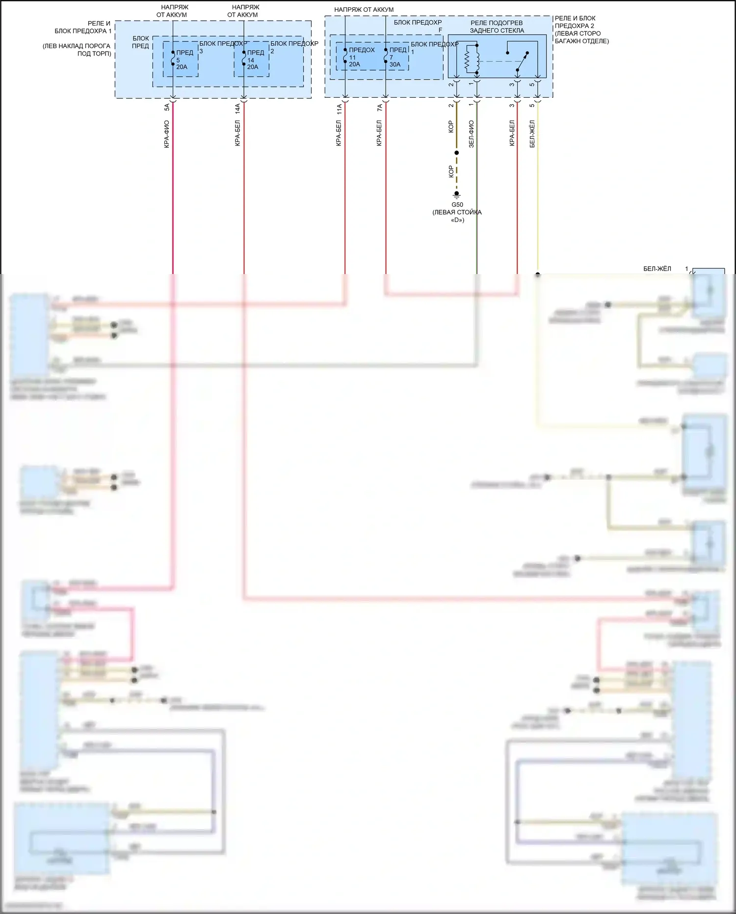 Q5 Sportback Audi FY (2020-2024): Электросхема заднего подогрева и обогреваемых зеркал 