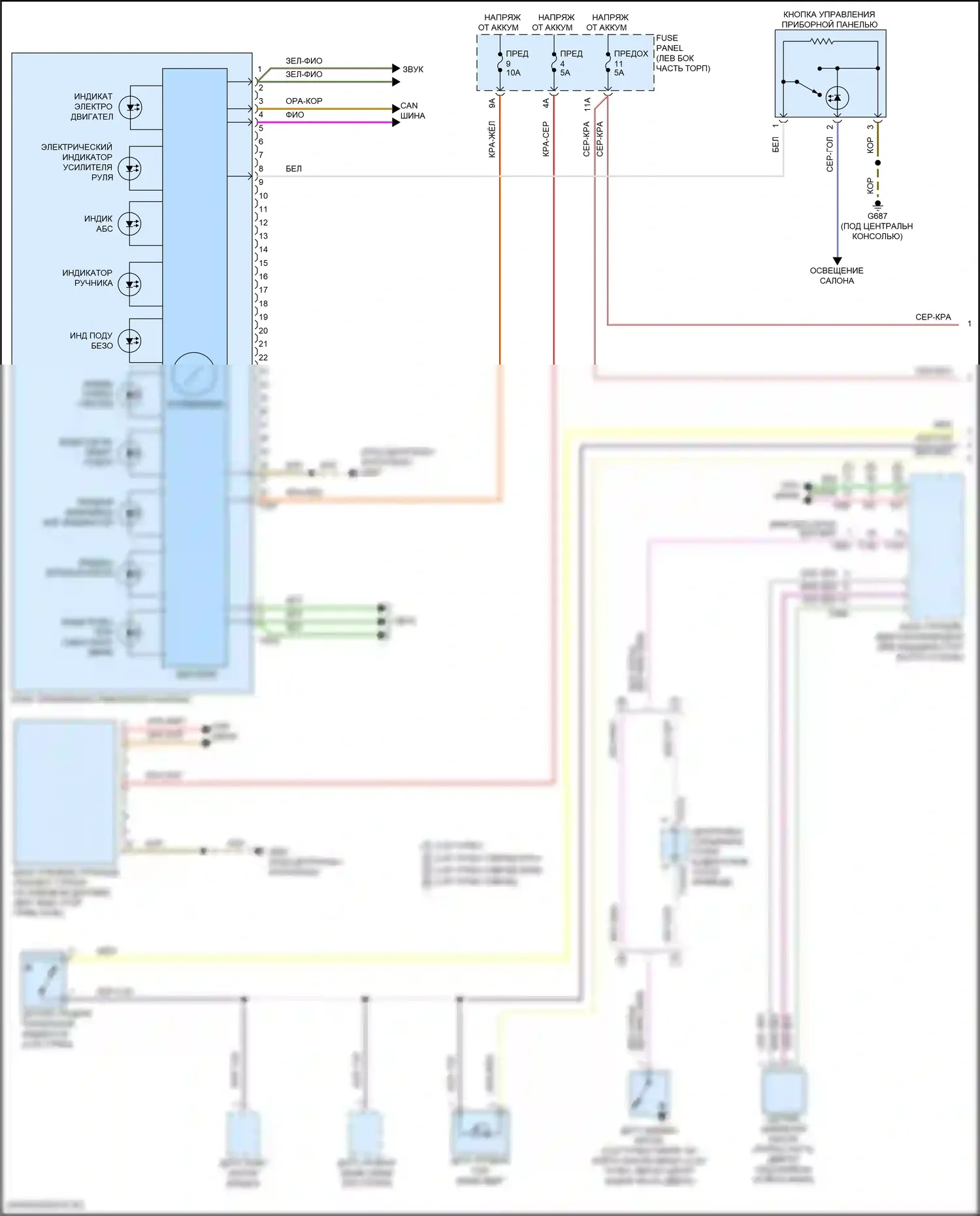 Q5 Sportback Audi FY (2020-2024): Электросхема приборной панели, без дисплея активной информации fpk (1 из 2) 