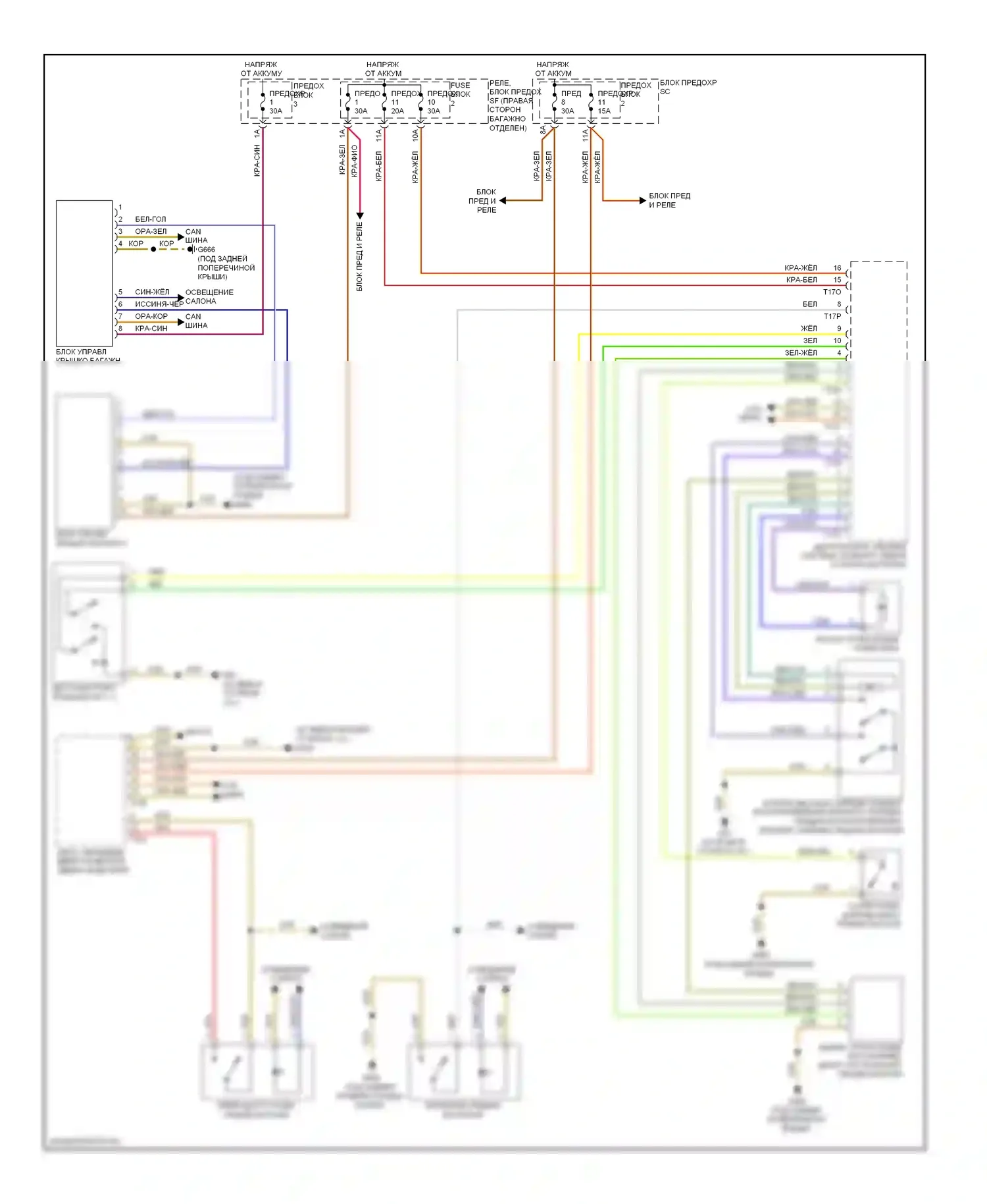 Q5 Audi I (2008-2012): Электросхема открытия багажника и лючка топливного бака 