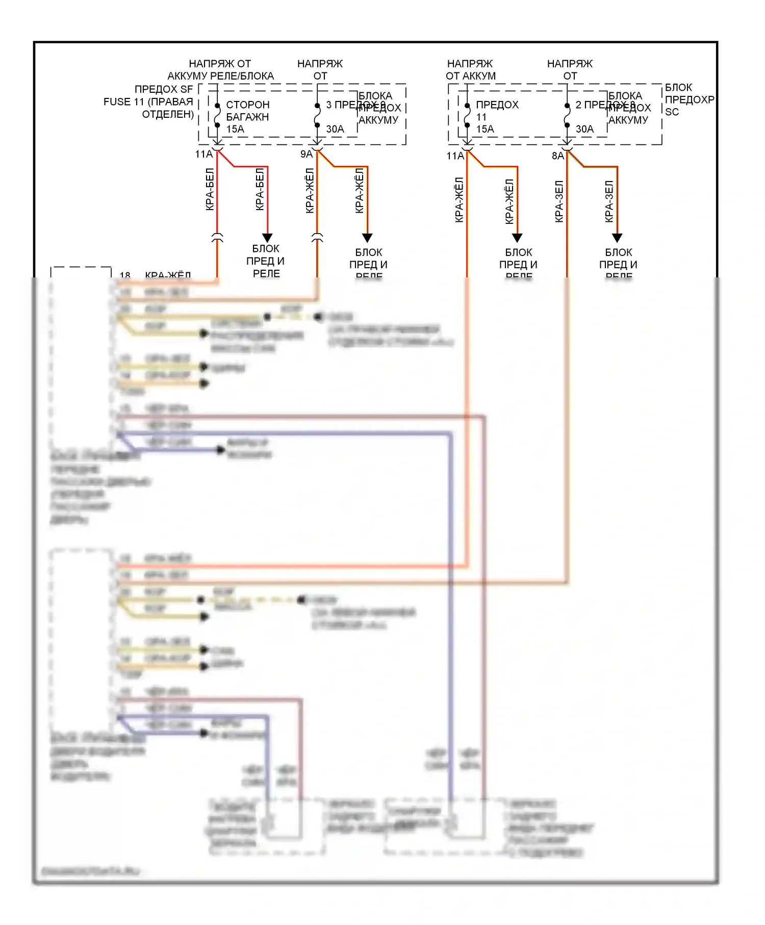 Q5 Audi I (2008-2012): Электросхема обогреваемых зеркал 