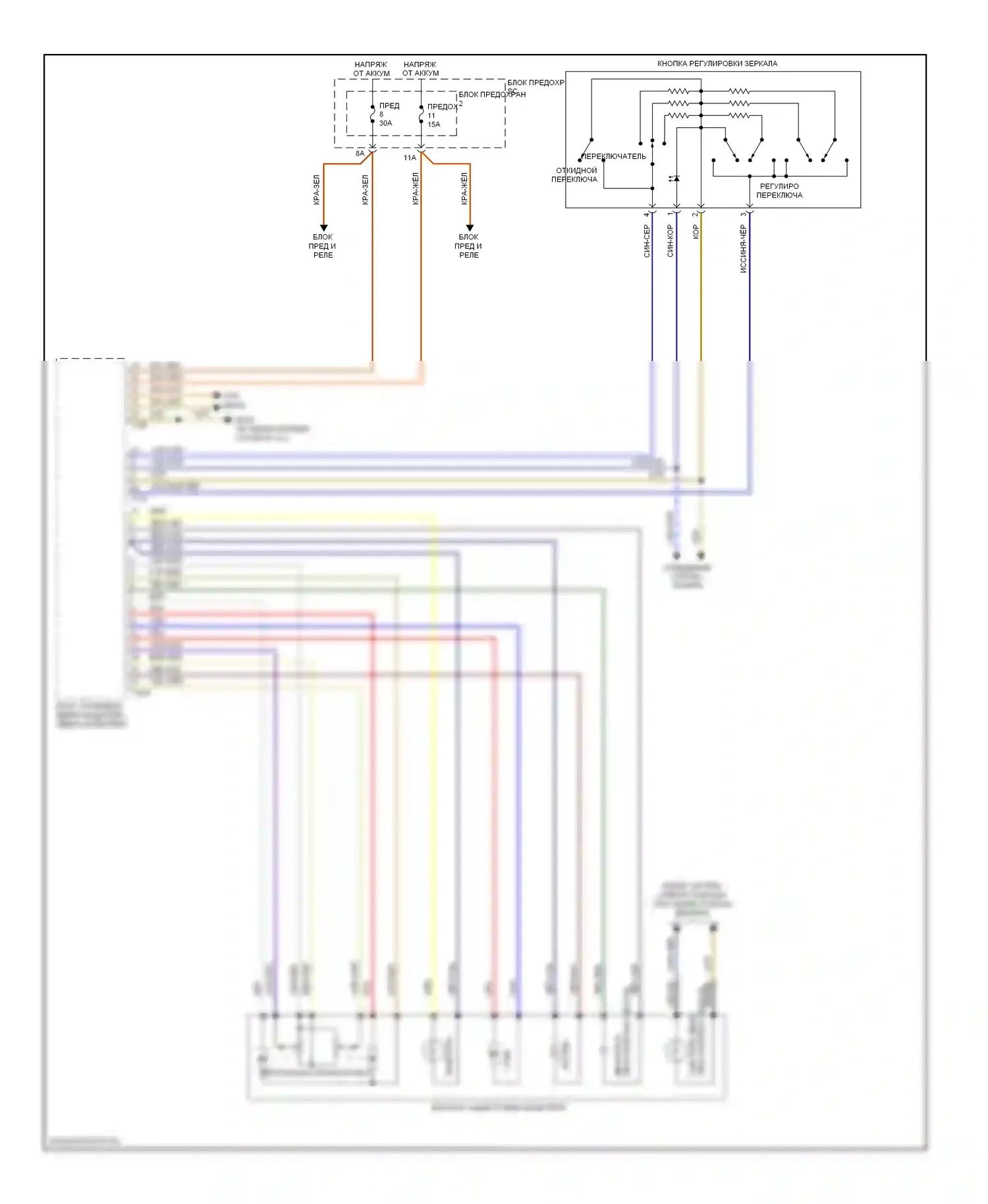 Q5 Audi I (2008-2012): Управление зеркалами заднего вида электросхема (1 из 2) 
