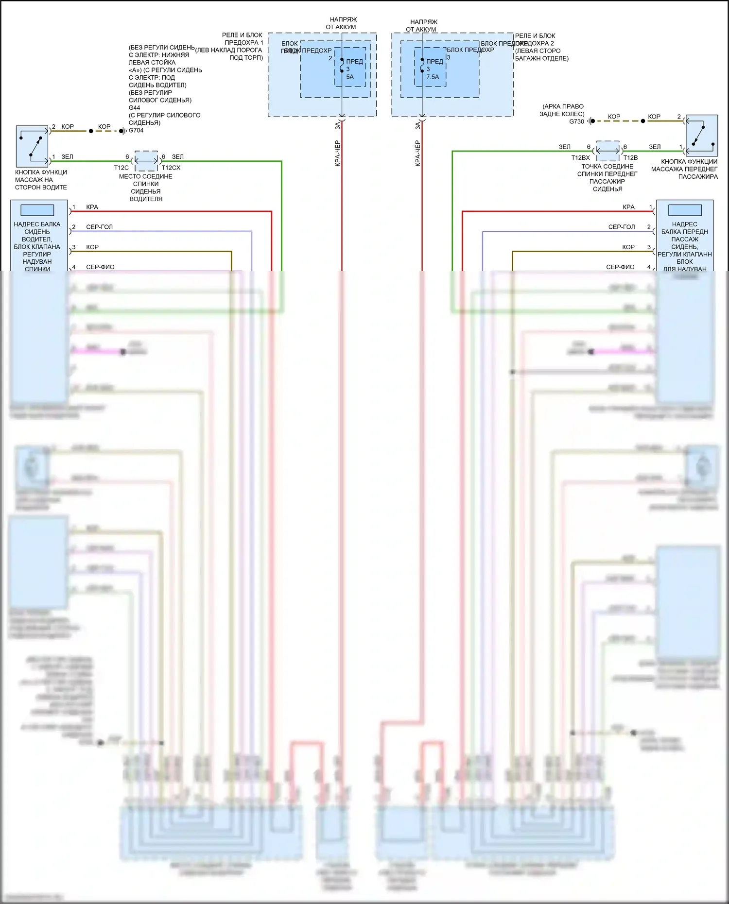 Q5 Audi II рестайлинг (2020-2024): Многоконтурное сиденье электросхема 