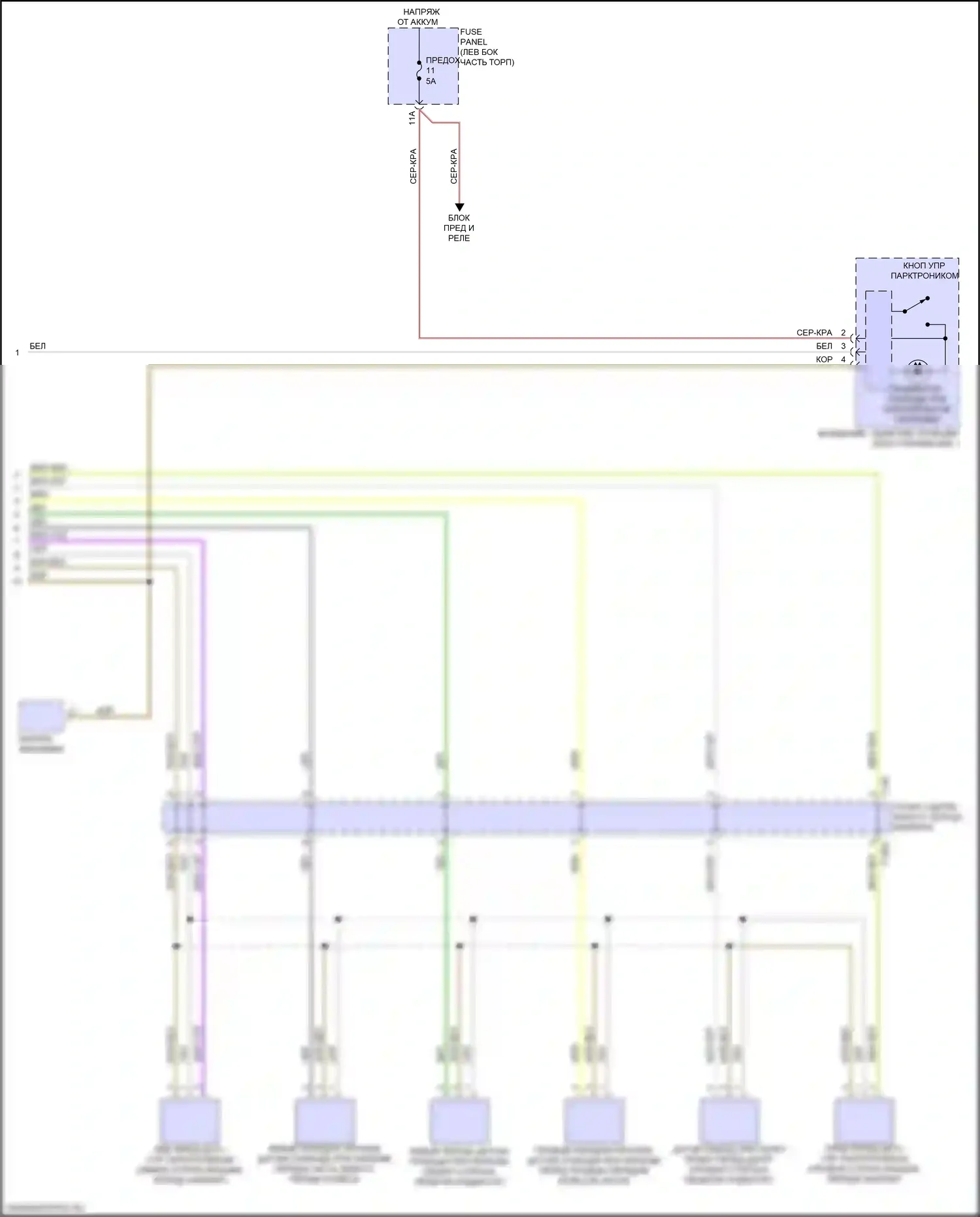 Q5 Audi II рестайлинг (2020-2024): Электросхема парктроника, с параллельной парковкой (2 из 2) 
