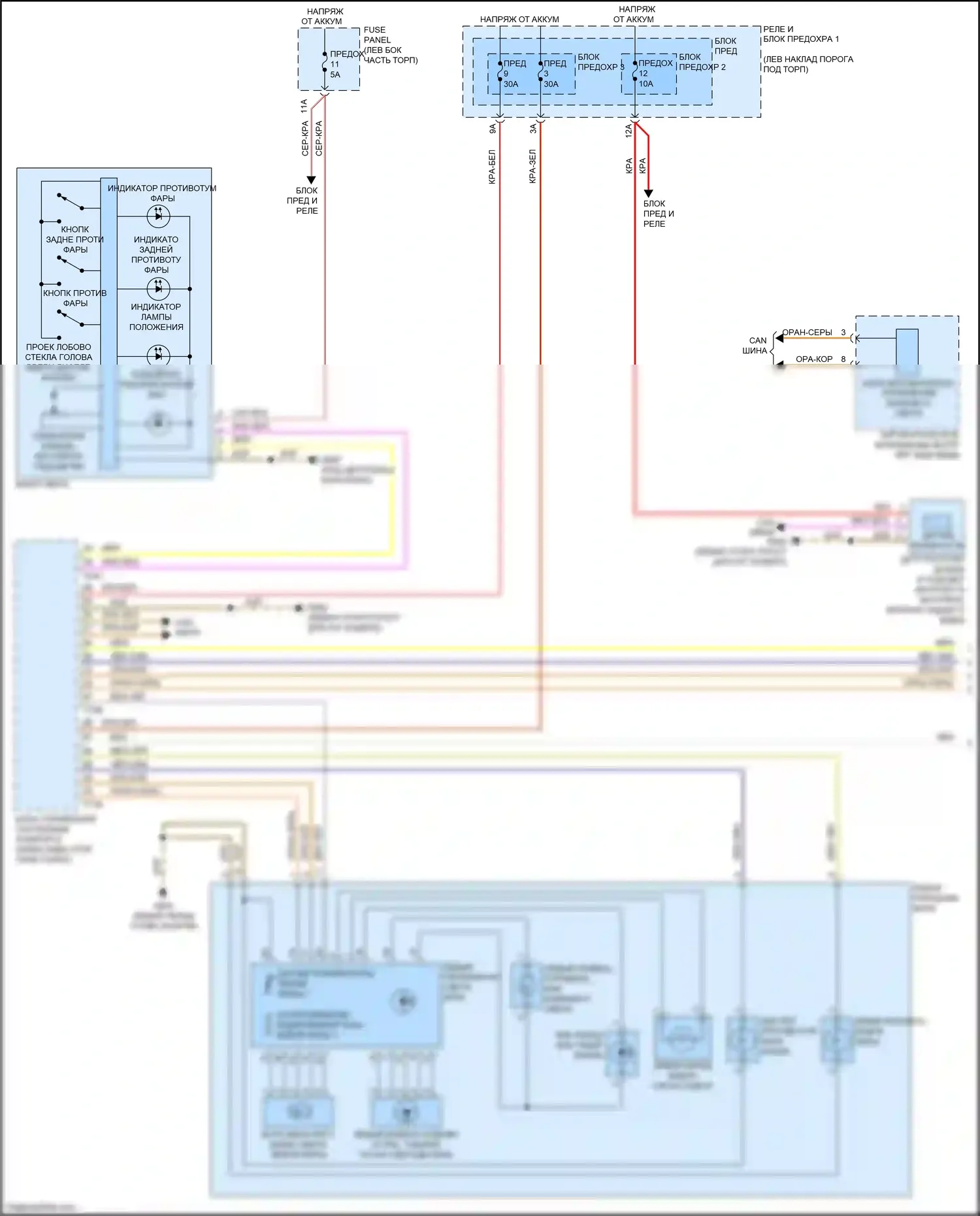 Q5 Audi II (2016-2020): Электросхема фар, с ксеноном (1 из 2) 