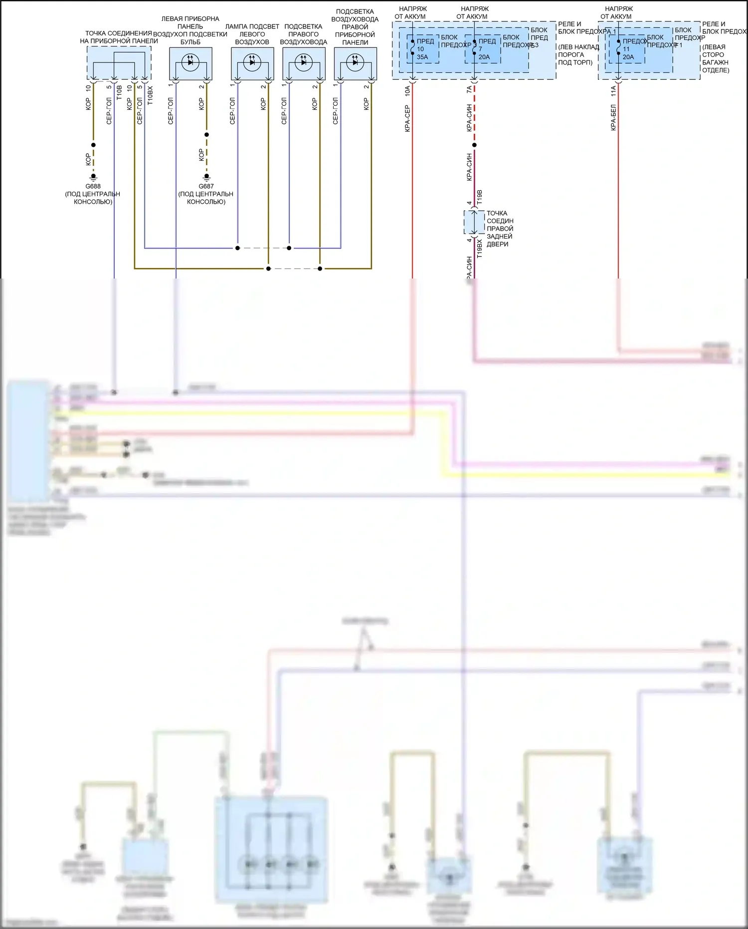 Q5 Audi II (2016-2020): Электросхема подсветки приборной панели (1 из 4) 