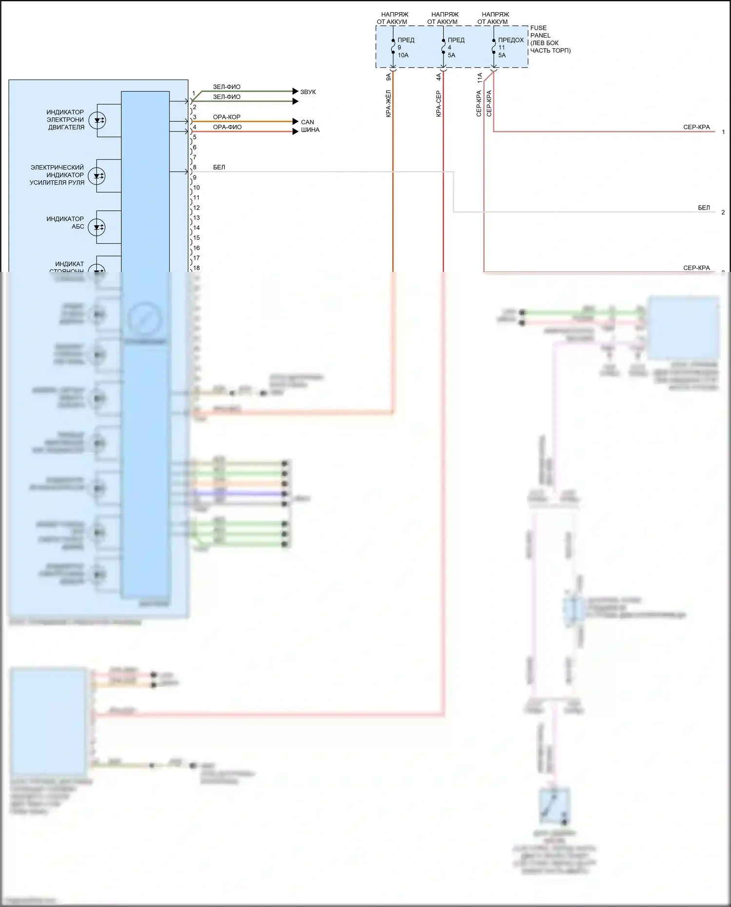 Q5 Audi II (2016-2020): Электросхема приборной панели (1 из 2) 