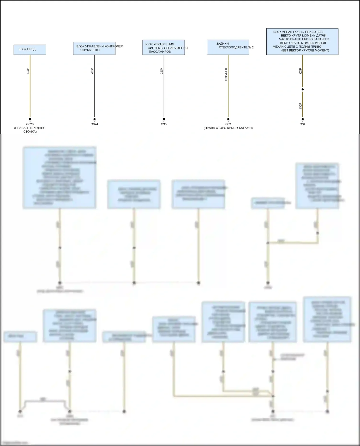 Q5 Audi II (2016-2020): Электросхема точек подключения масс (2 из 5) 