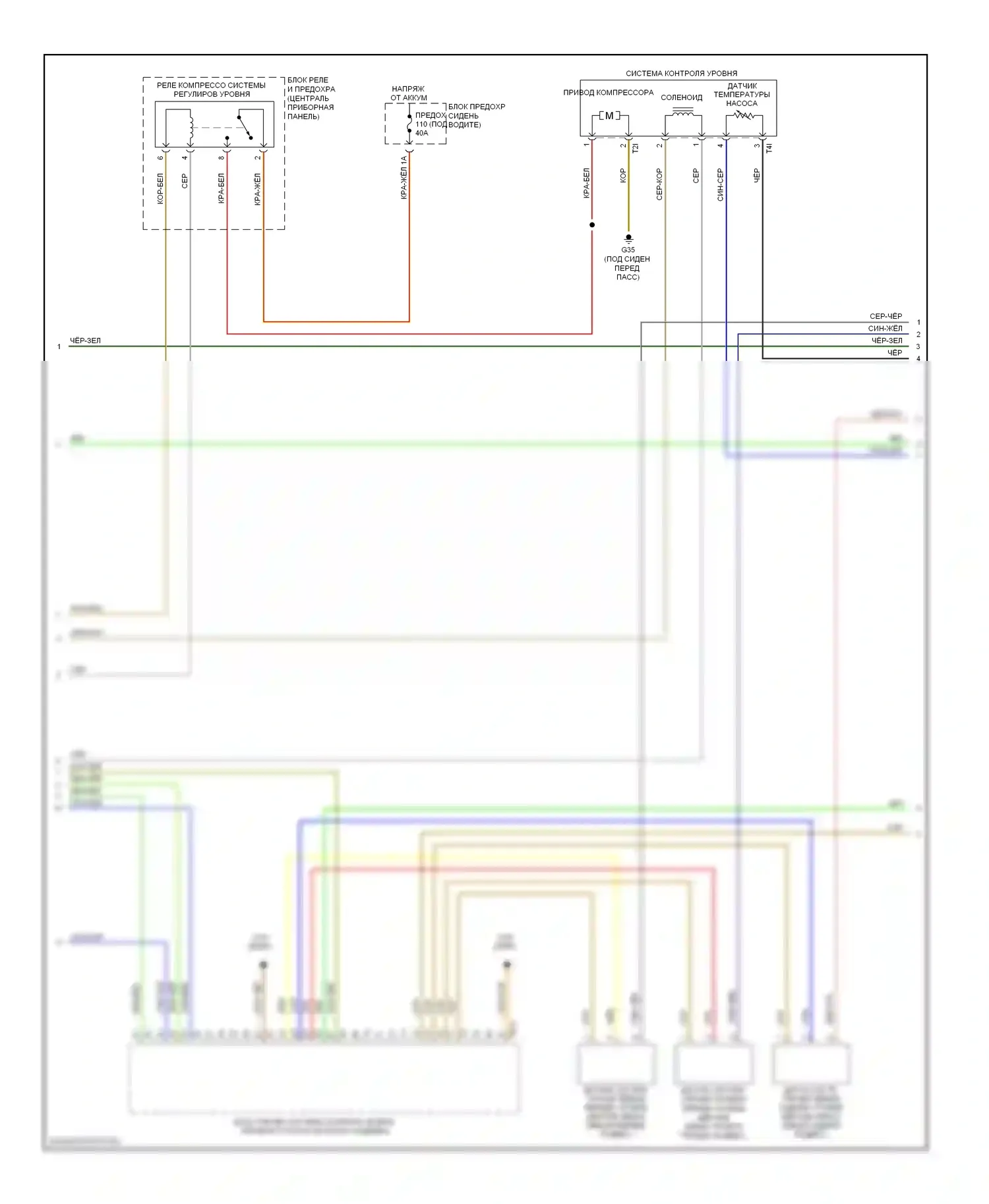 Q7 Audi 4L рестайлинг (2009-2015): Электросхема электронной подвески (2 из 3) 