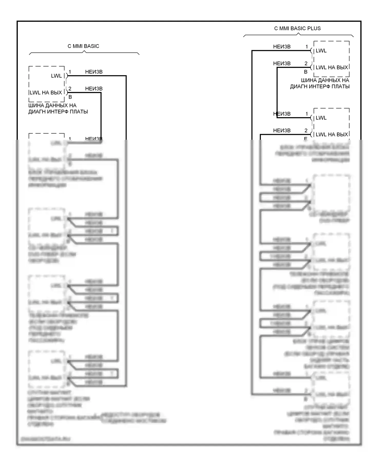 Q7 Audi 4L рестайлинг (2009-2015): Большинство электросхем подключения шины данных, основные и основные плюс 