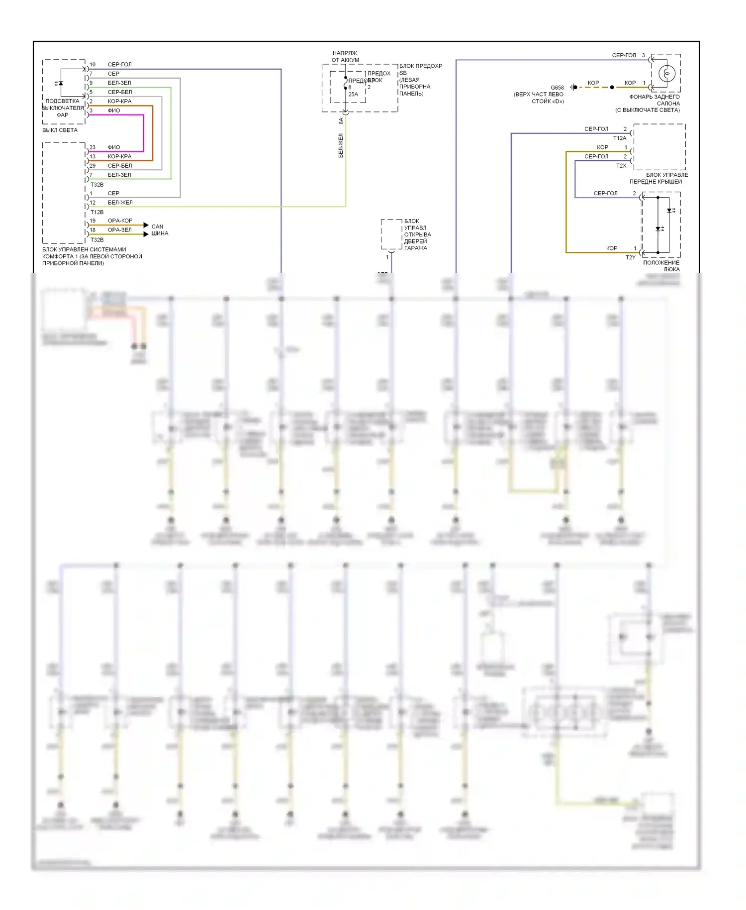 Q7 Audi 4L рестайлинг (2009-2015): Электросхема подсветки приборной панели (1 из 2) 