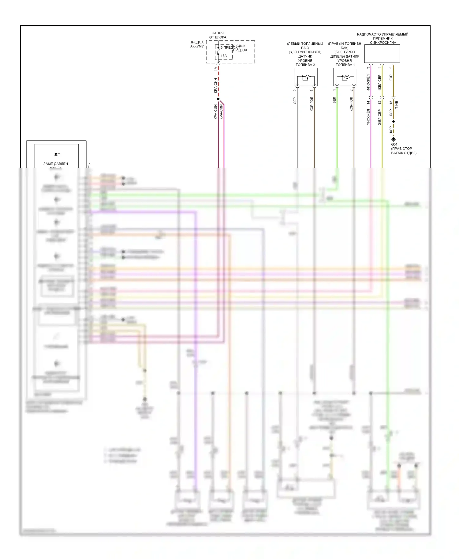 Q7 Audi 4L рестайлинг (2009-2015): Электросхема приборной панели (1 из 2) 