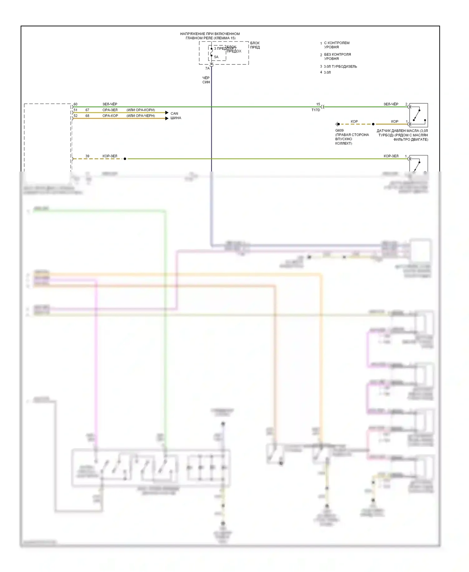 Q7 Audi 4L рестайлинг (2009-2015): Электросхема приборной панели (2 из 2) 