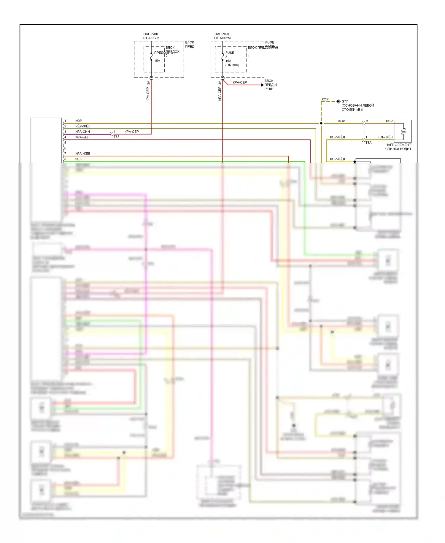 Q7 Audi 4L рестайлинг (2009-2015): Электросхема передних обогреваемых сидений, с вентиляцией 