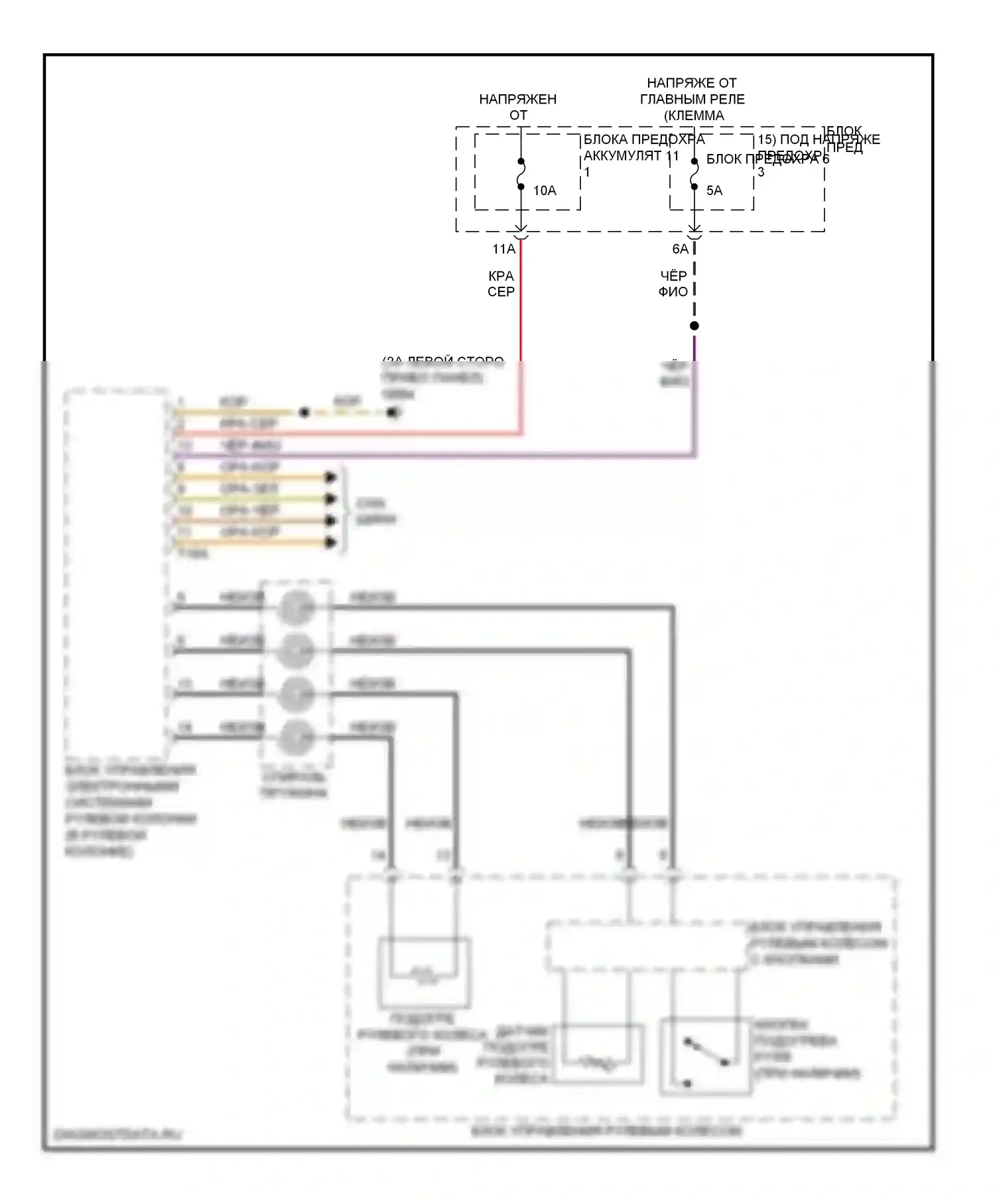 Q7 Audi 4L рестайлинг (2009-2015): Электросхема рулевого колеса с подогревом 