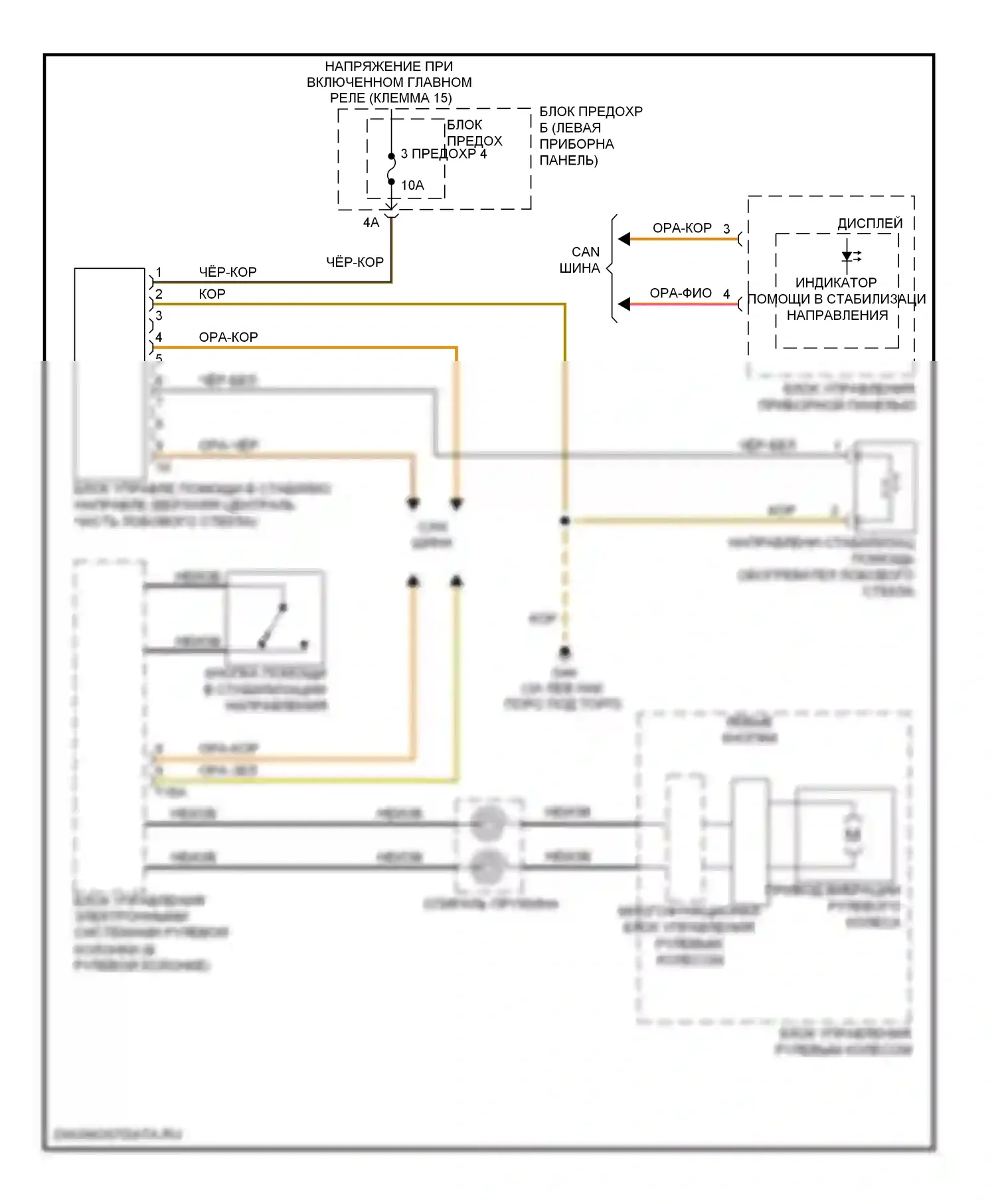 Q7 Audi 4L рестайлинг (2009-2015): Электросхема сигнализации о выезде с полосы движения 