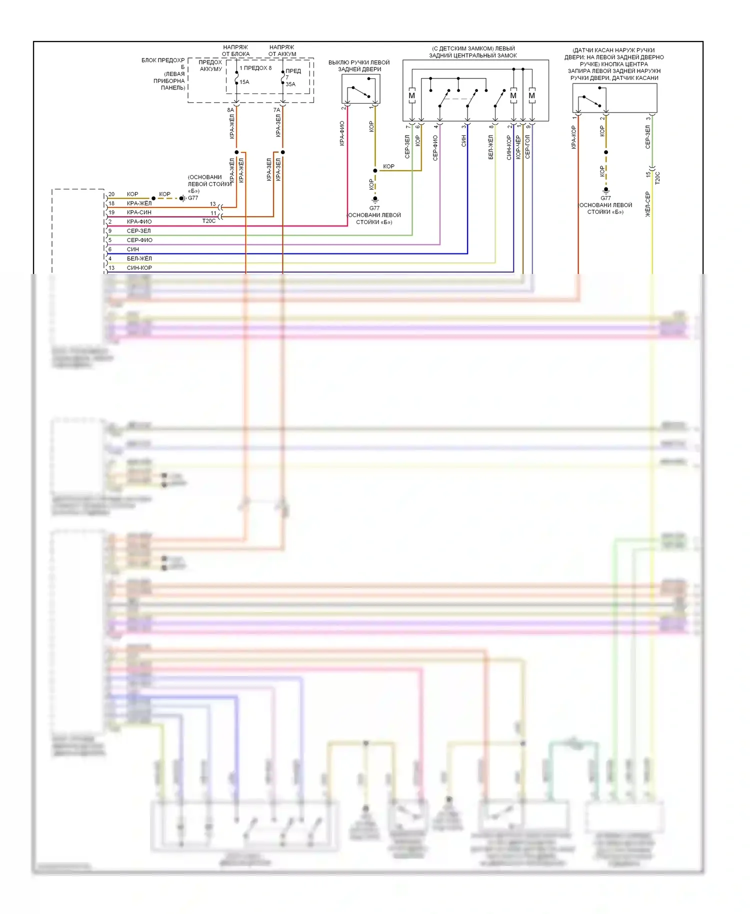 Q7 Audi 4L рестайлинг (2009-2015): Электросхема центрального замка (1 из 3) 