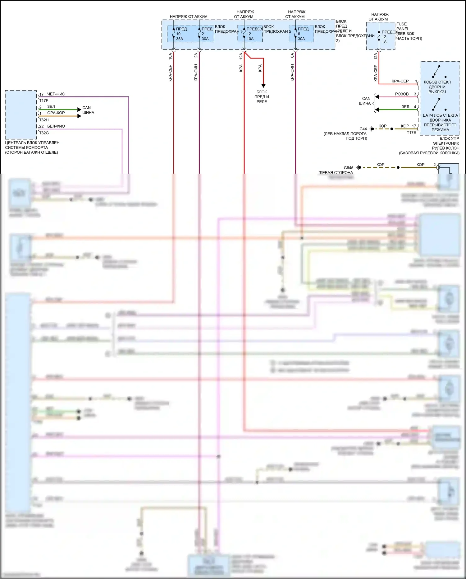 Q7 Audi 4M рестайлинг (2019-2024): Дворники и омыватели электросхема 
