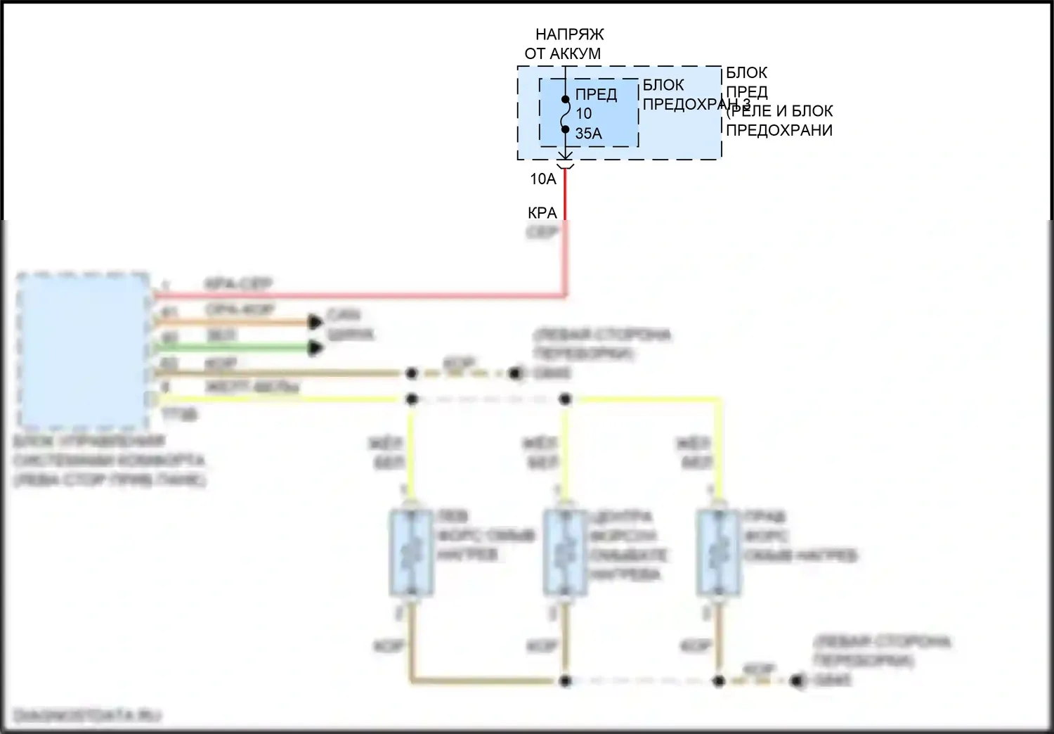 Q7 Audi 4M рестайлинг (2019-2024): Электросхема подогрева форсунки 
