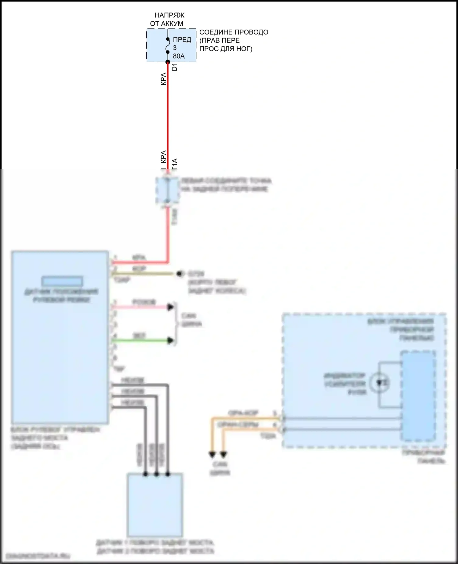 Q7 Audi 4M рестайлинг (2019-2024): Электросхема рулевого управления заднего моста 