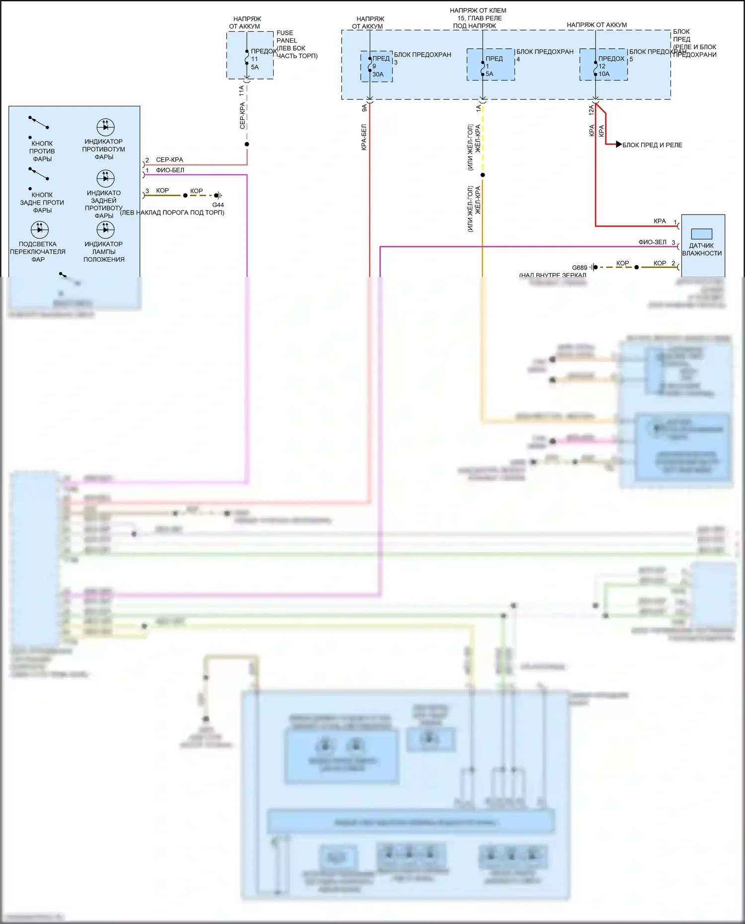 Q7 Audi 4M рестайлинг (2019-2024): Электросхема фар, с линзой (1 из 2) 