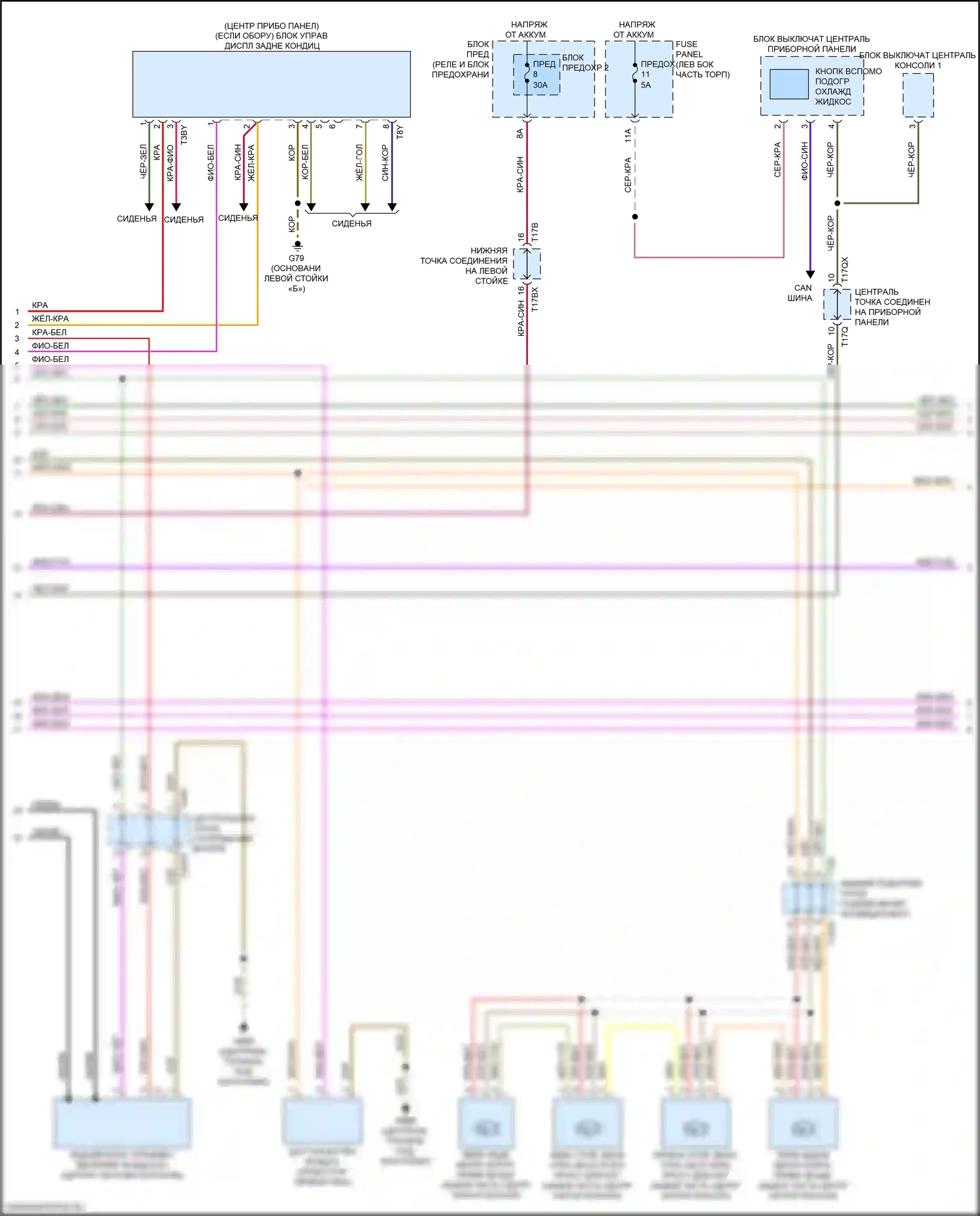 Q7 Audi 4M рестайлинг (2019-2024): Электросхема климат контроля, с климат-контролем, без многозонного управления, с контролем ударного давления (3 из 6) 