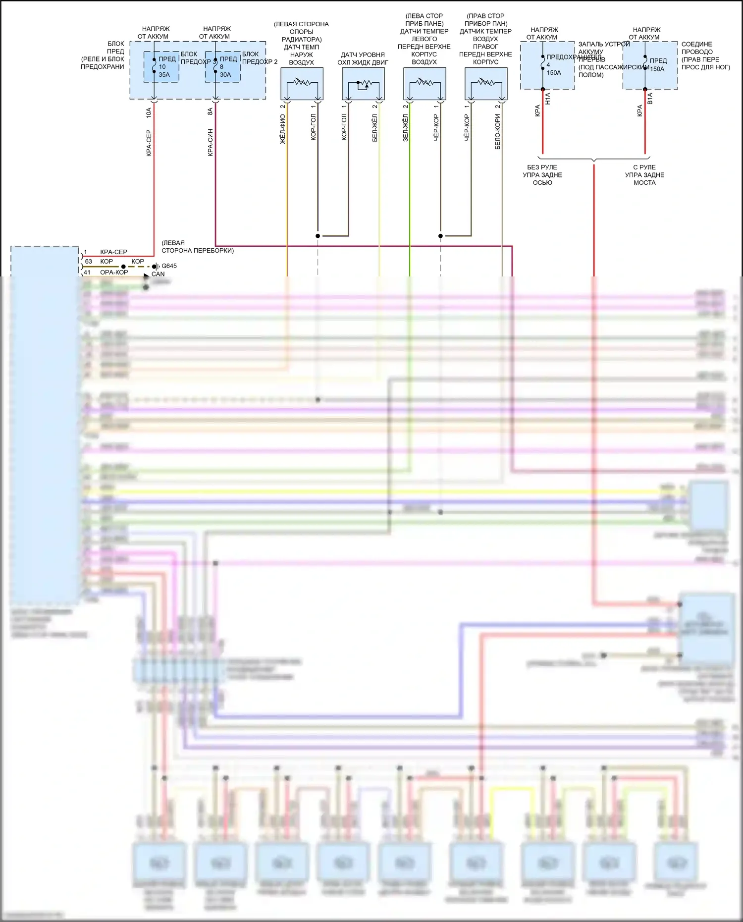 Q7 Audi 4M рестайлинг (2019-2024): Электросхема климат контроля, с климатом, без многозонного управления и управления давлением удара (1 из 5) 