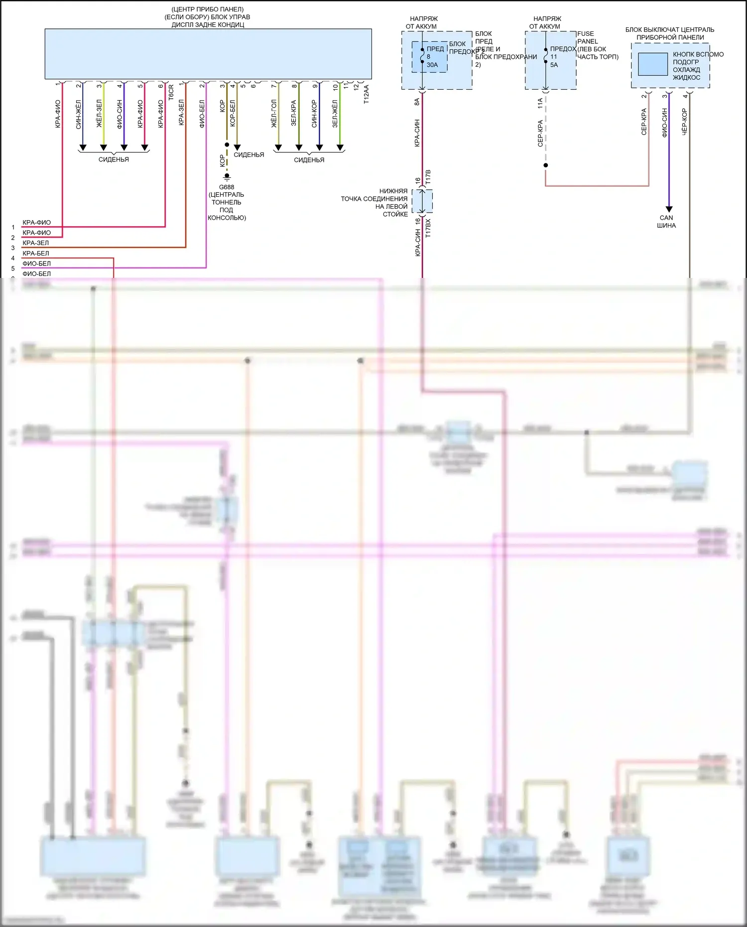 Q7 Audi 4M рестайлинг (2019-2024): Электросхема климат контроля, с климатом, с многозонным управлением (3 из 6) 