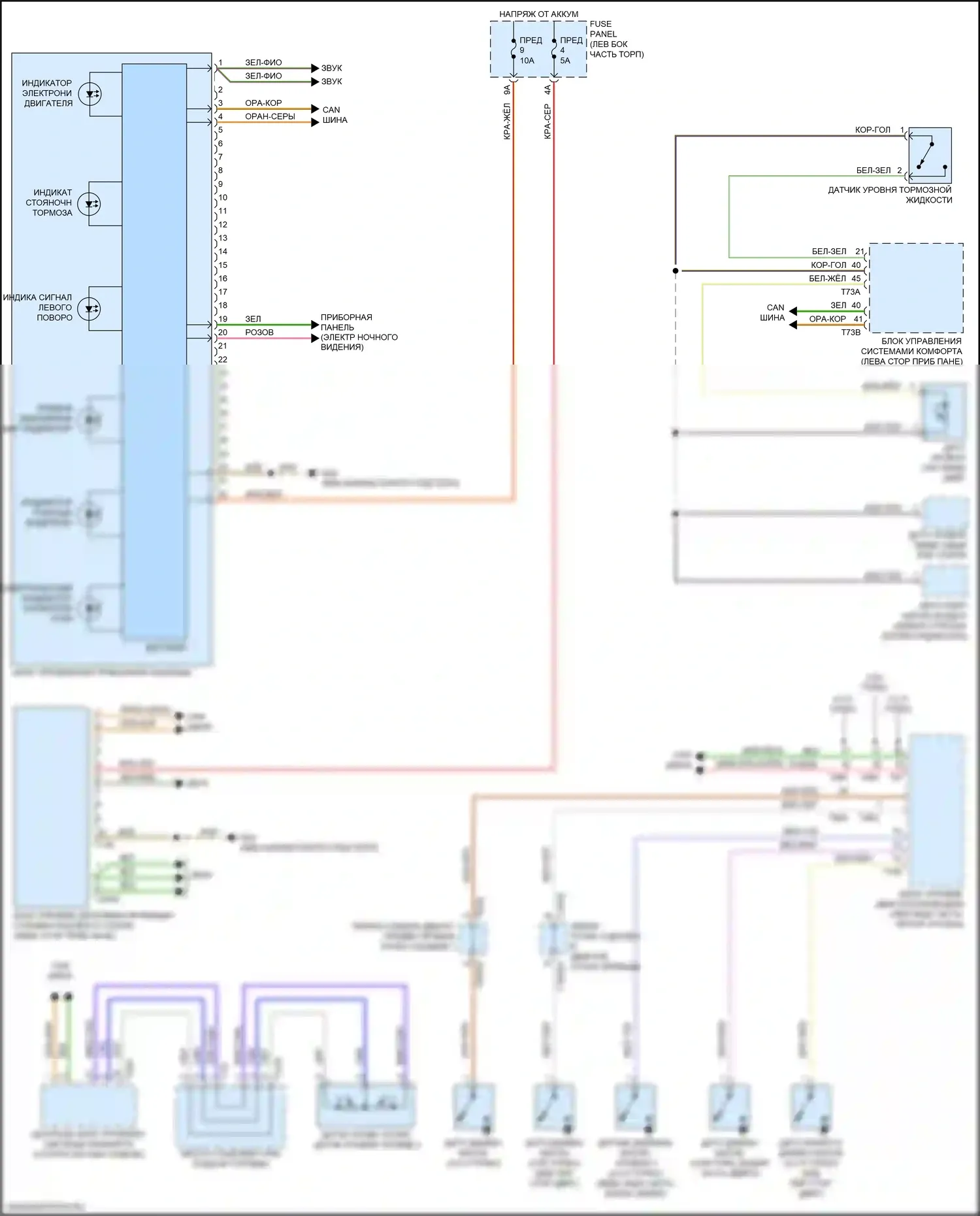 Q7 Audi 4M рестайлинг (2019-2024): Электросхема приборной панели, без активной информации дисплея 