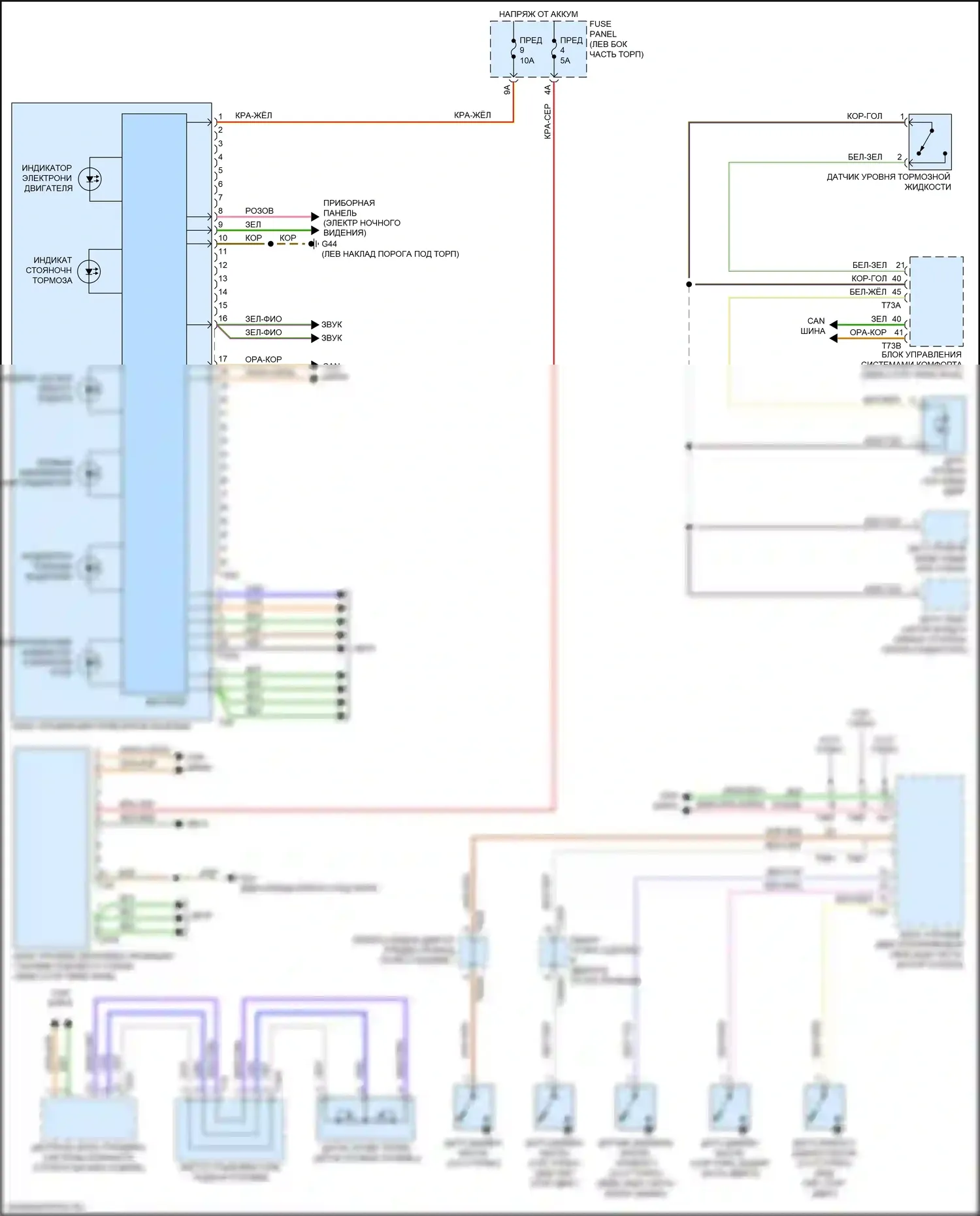 Q7 Audi 4M рестайлинг (2019-2024): Электросхема приборной панели, с активным информационным дисплеем 