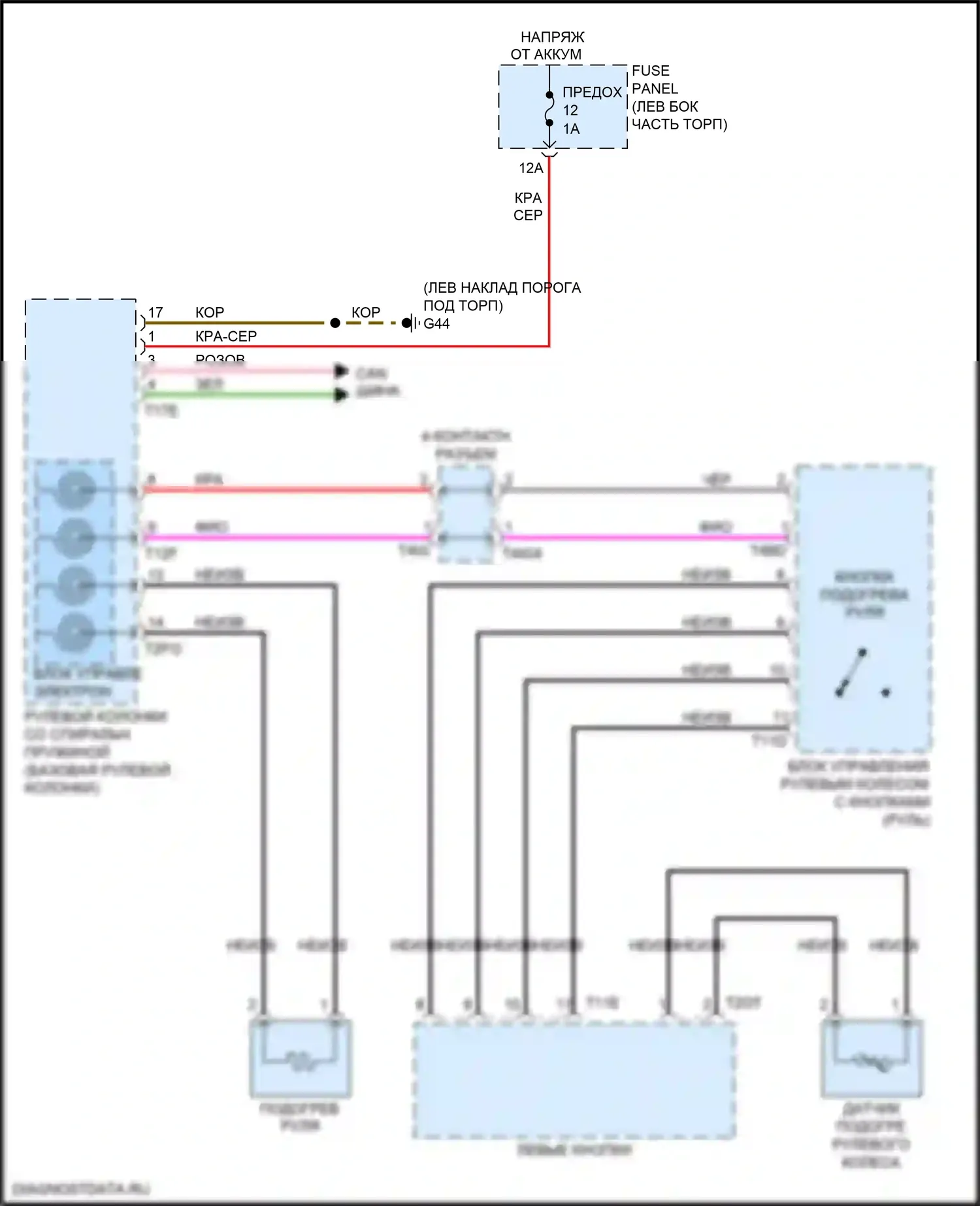 Q7 Audi 4M рестайлинг (2019-2024): Электросхема рулевого колеса с подогревом 