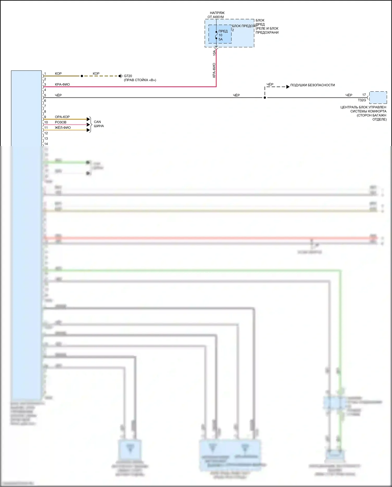 Q7 Audi 4M рестайлинг (2019-2024): Электросхема экстренного вызова с функцией «подключение плюс» (1 из 2) 