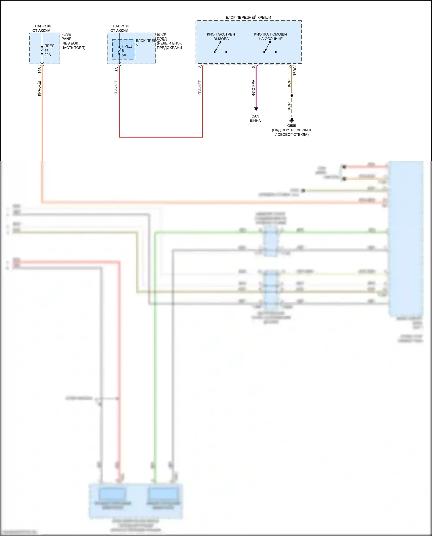 Q7 Audi 4M рестайлинг (2019-2024): Электросхема экстренного вызова, с подключением плюс (2 из 2) 
