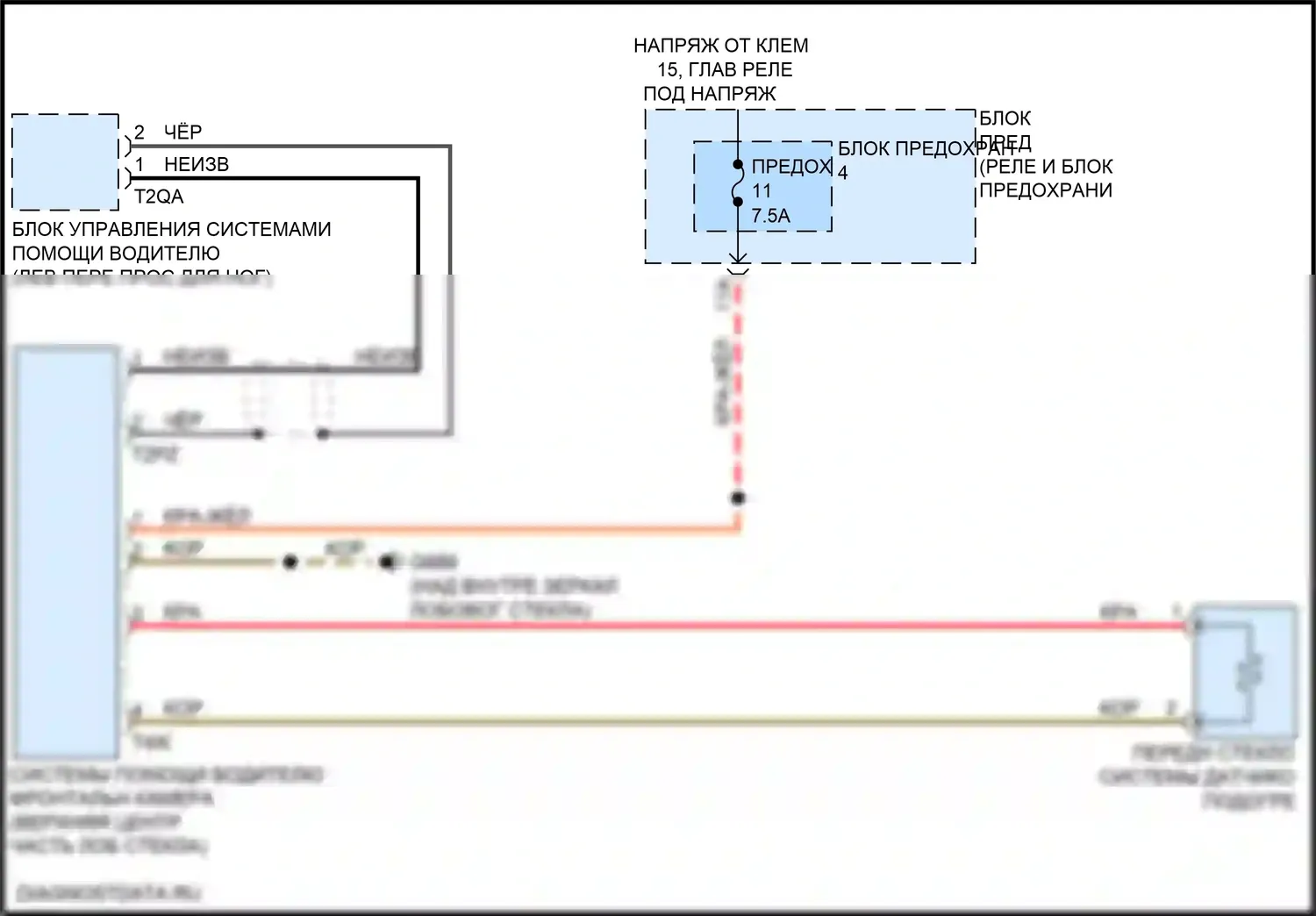 Q7 Audi 4M рестайлинг (2019-2024): Электросхема сигнализации о выезде с полосы движения 