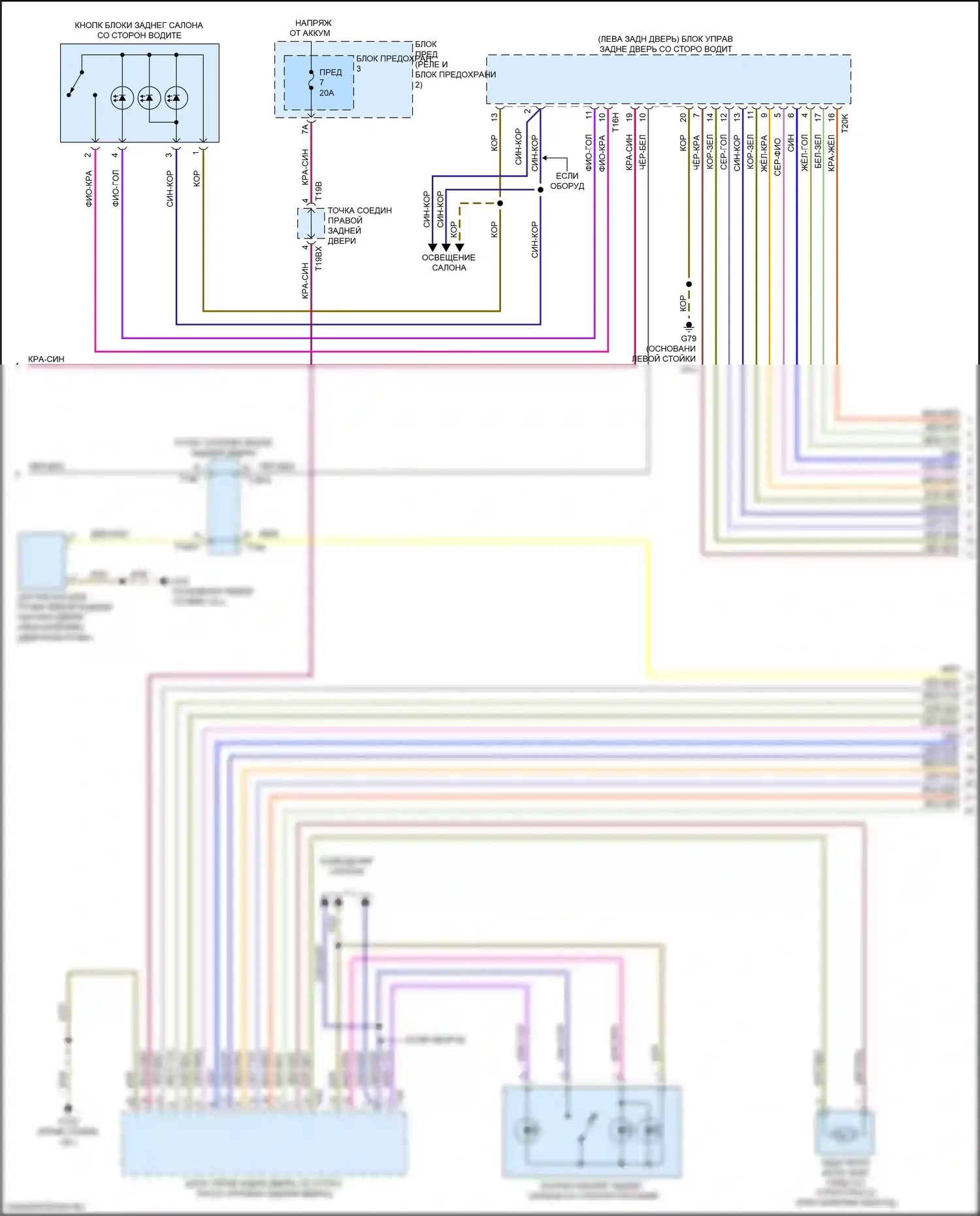 Q7 Audi 4M рестайлинг (2019-2024): Электросхема центрального замка (2 из 6) 