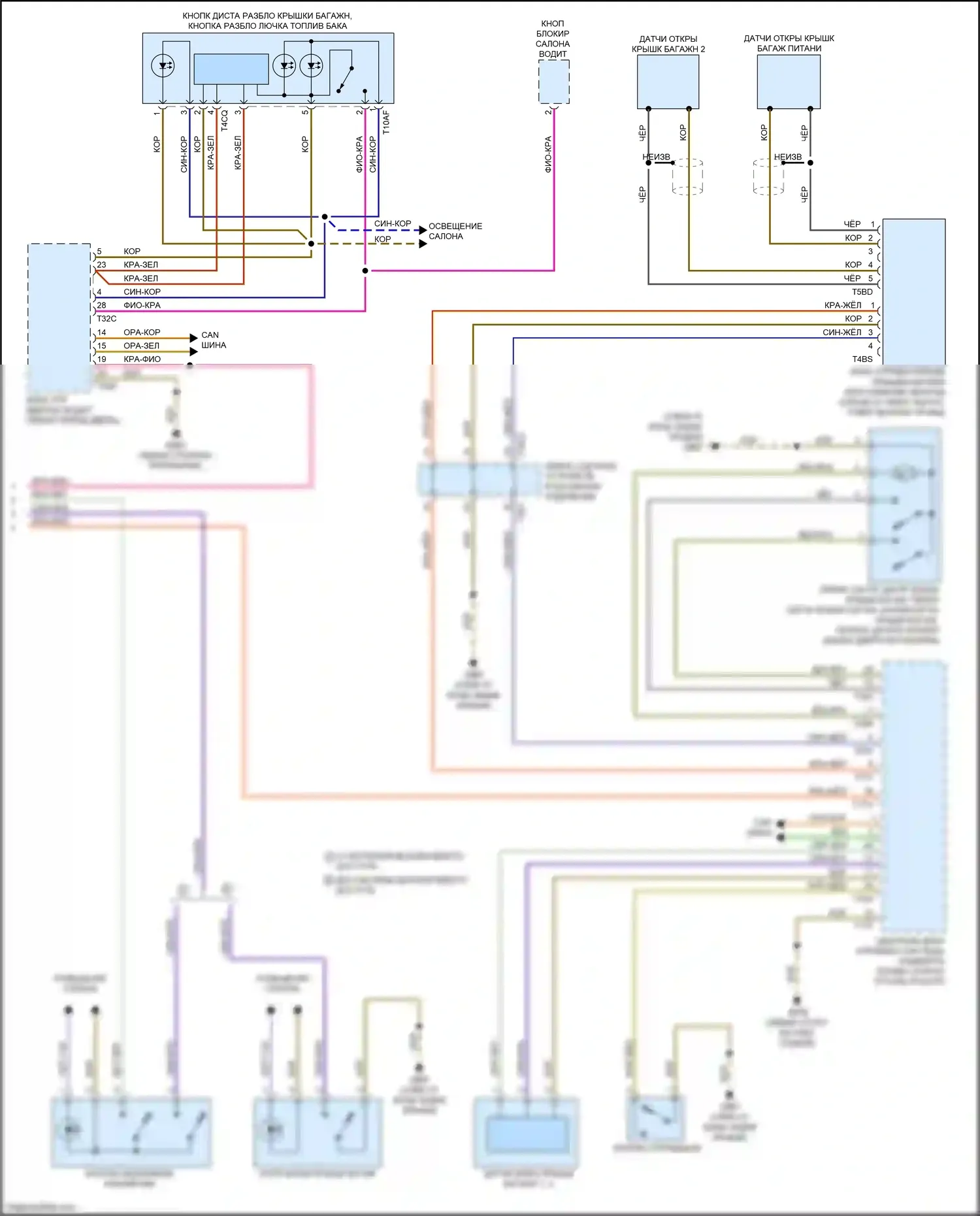 Q7 Audi 4M (2015-2020): Электросхема открытия багажника и лючка топливного бака (2 из 2) 