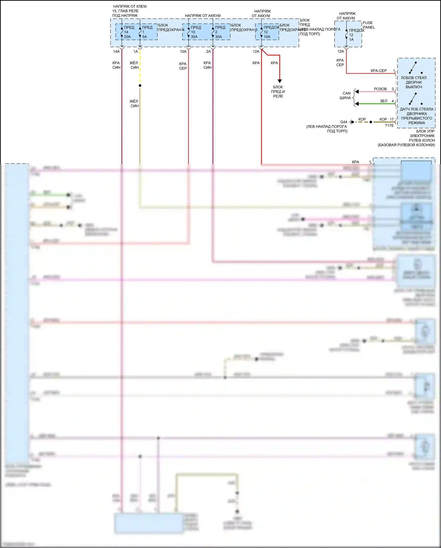 Q7 Audi 4M (2015-2020): Дворники и омыватели электросхема 