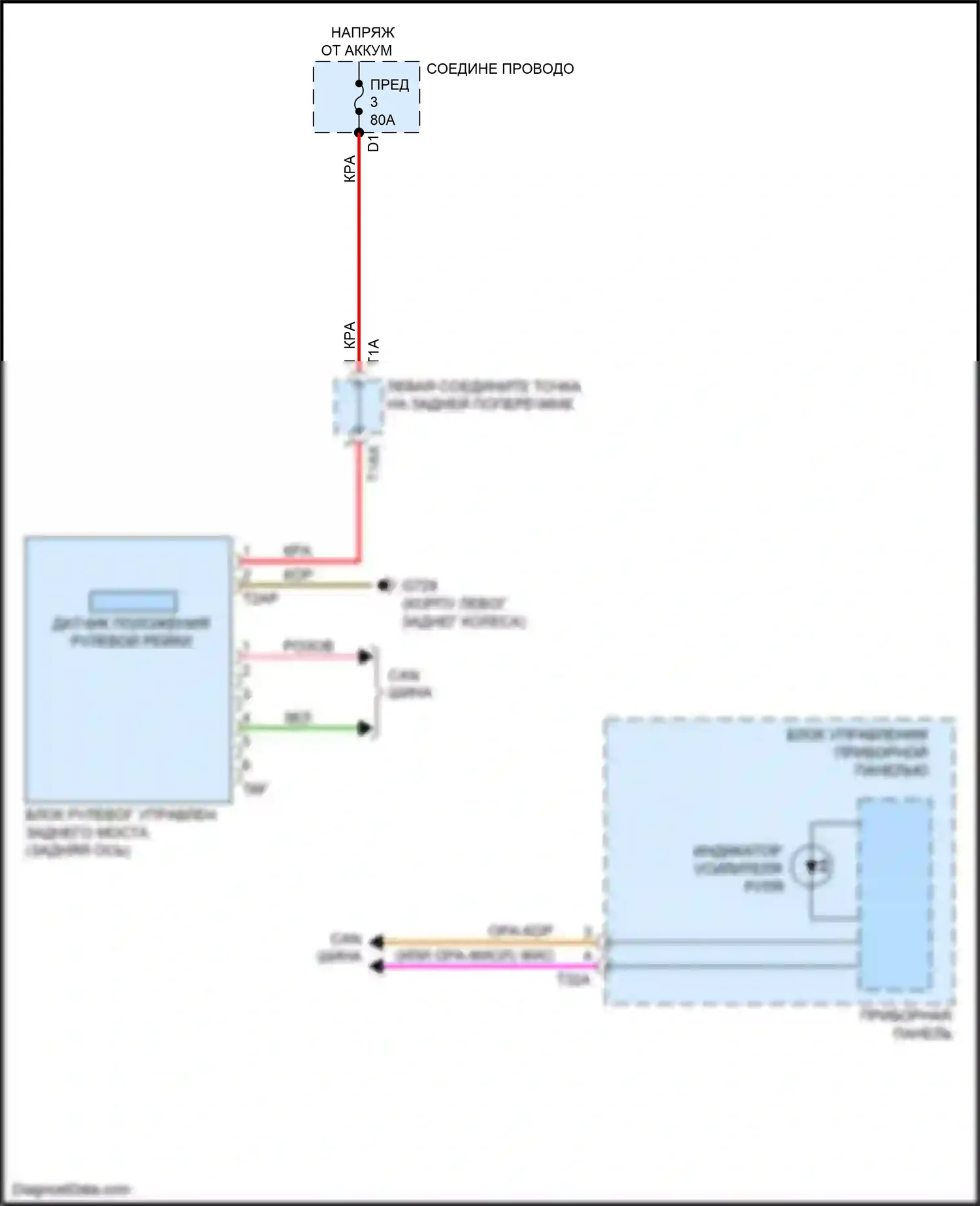 Q7 Audi 4M (2015-2020): Электросхема рулевого управления заднего моста 