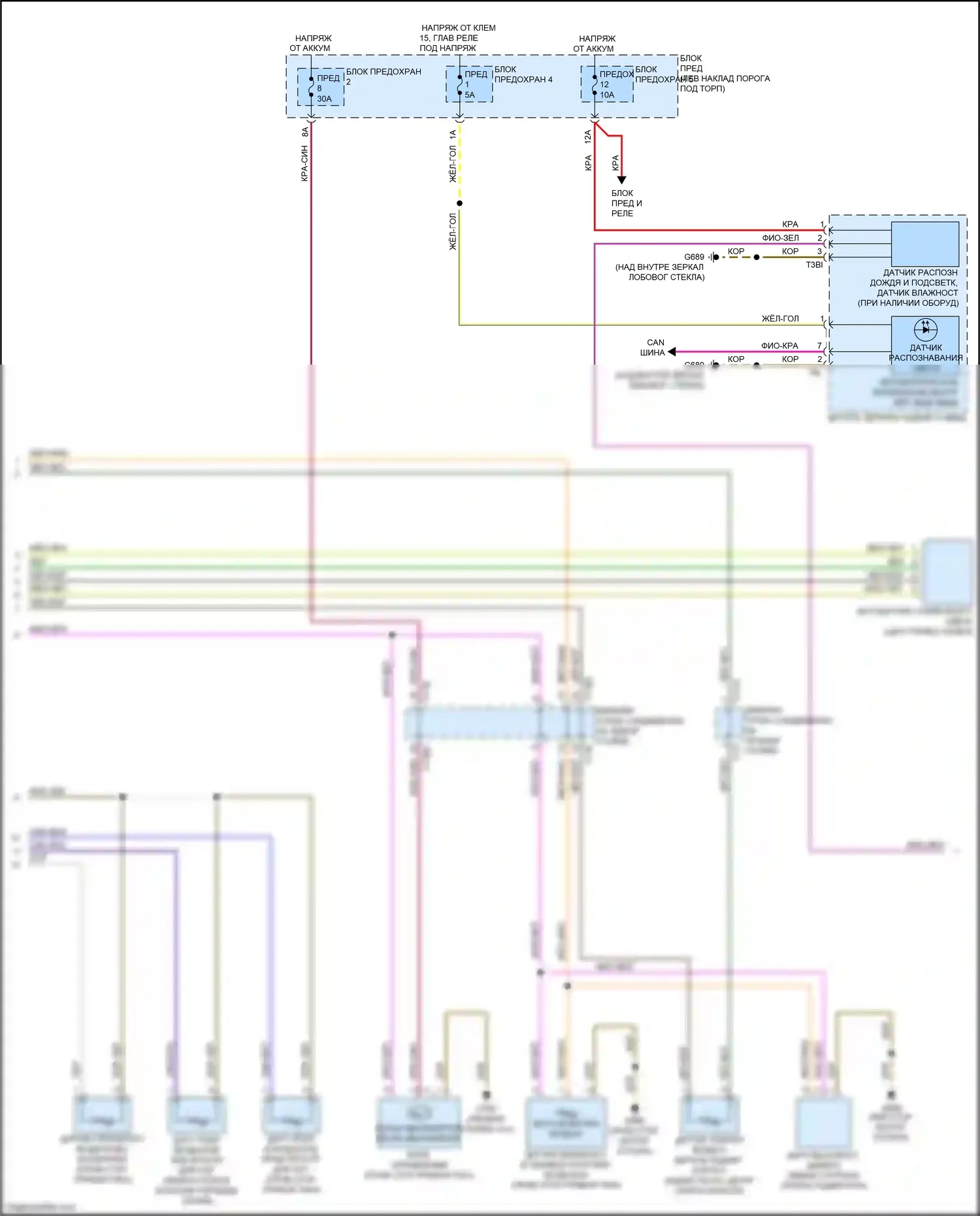 Q7 Audi 4M (2015-2020): Электросхема климат контроля, без задних органов управления и второй системы отопления (2 из 3) 