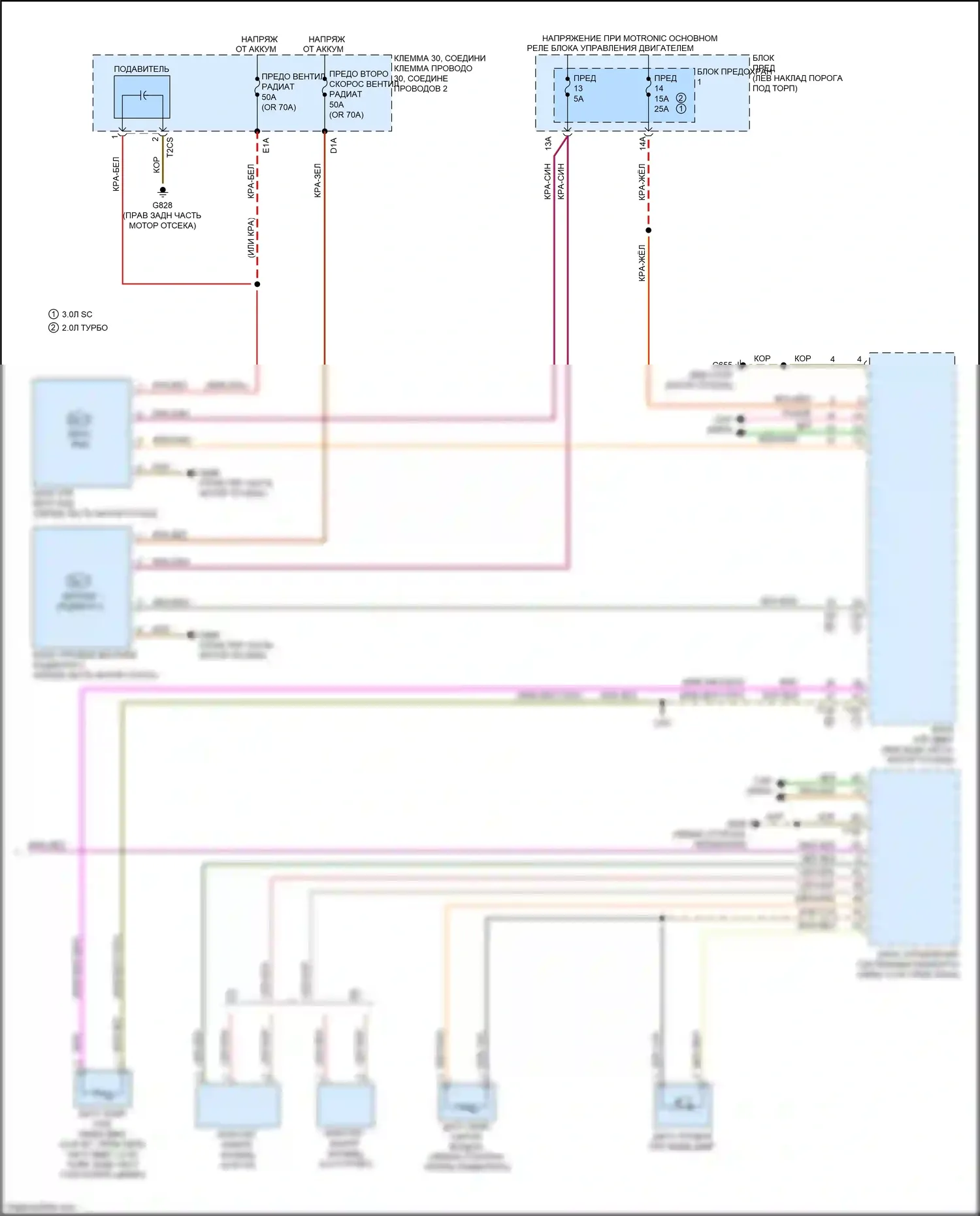 Q7 Audi 4M (2015-2020): Электросхема климат контроля, без задних органов управления и второй системы отопления (3 из 3) 